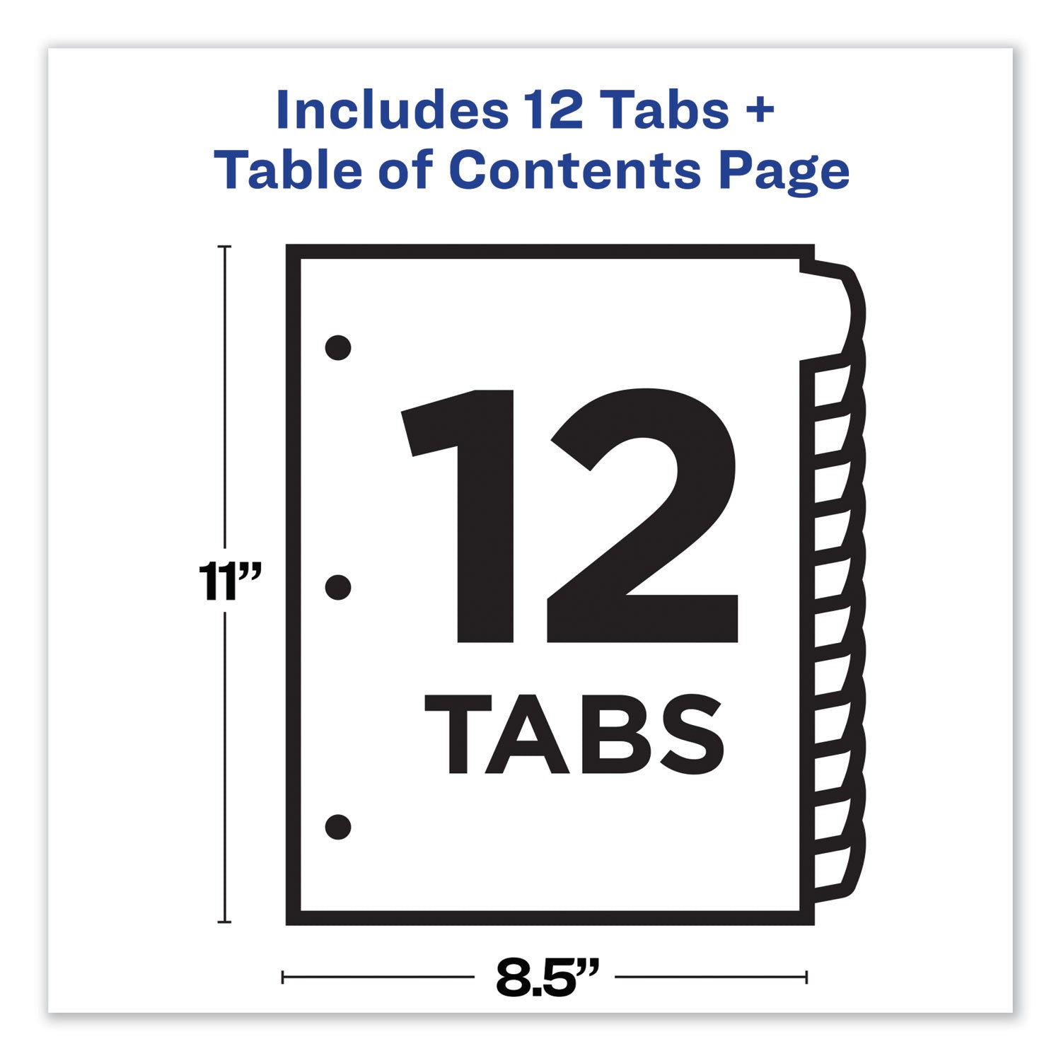 Avery® Customizable TOC Ready Index Multicolor Tab Dividers, 12-Tab, 1 to 12, 11 x 8.5, White, Contemporary Color Tabs, 1 Set