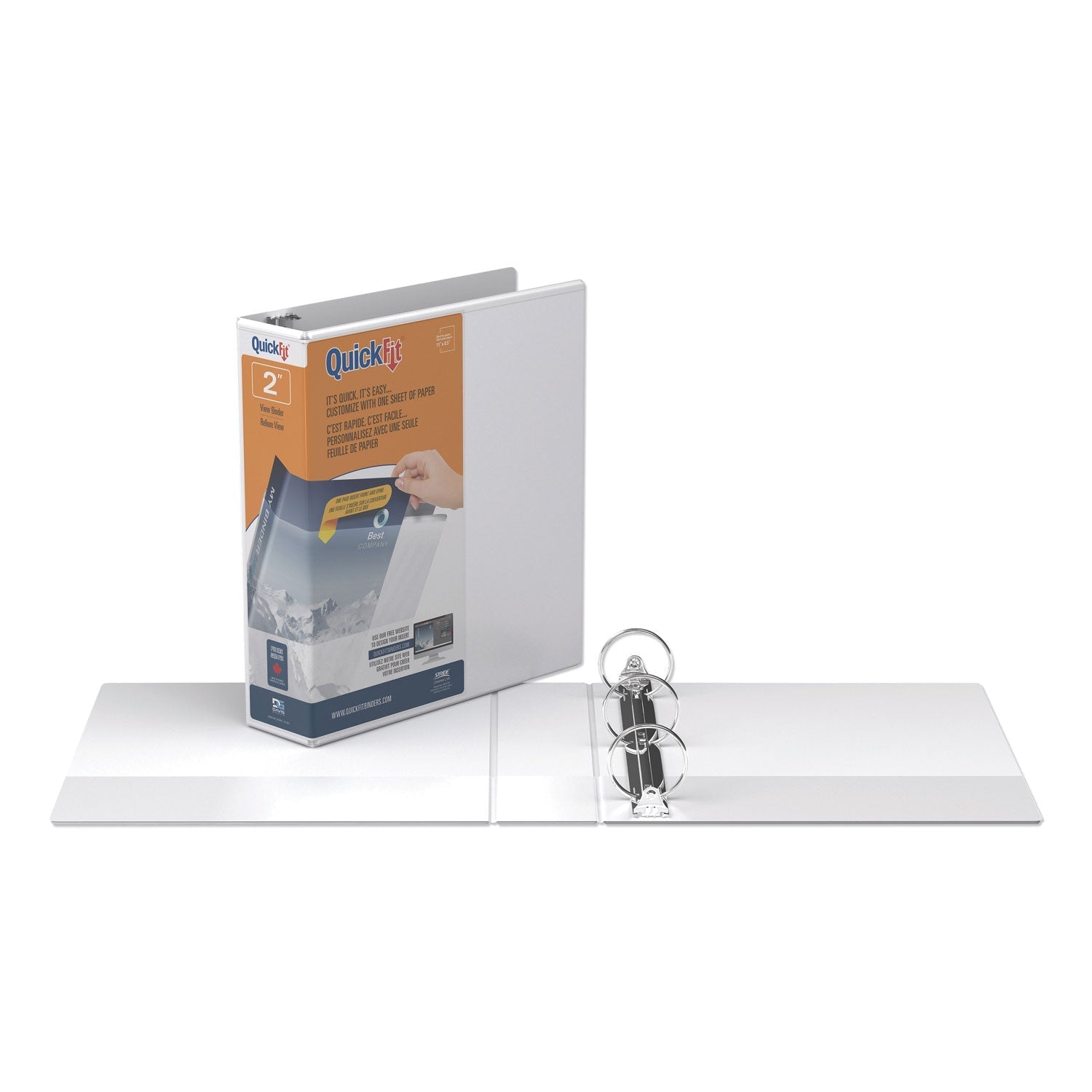 Stride Quickfit Round-Ring View Binder, 3 Rings, 2" Capacity, 11 X 8.5, White