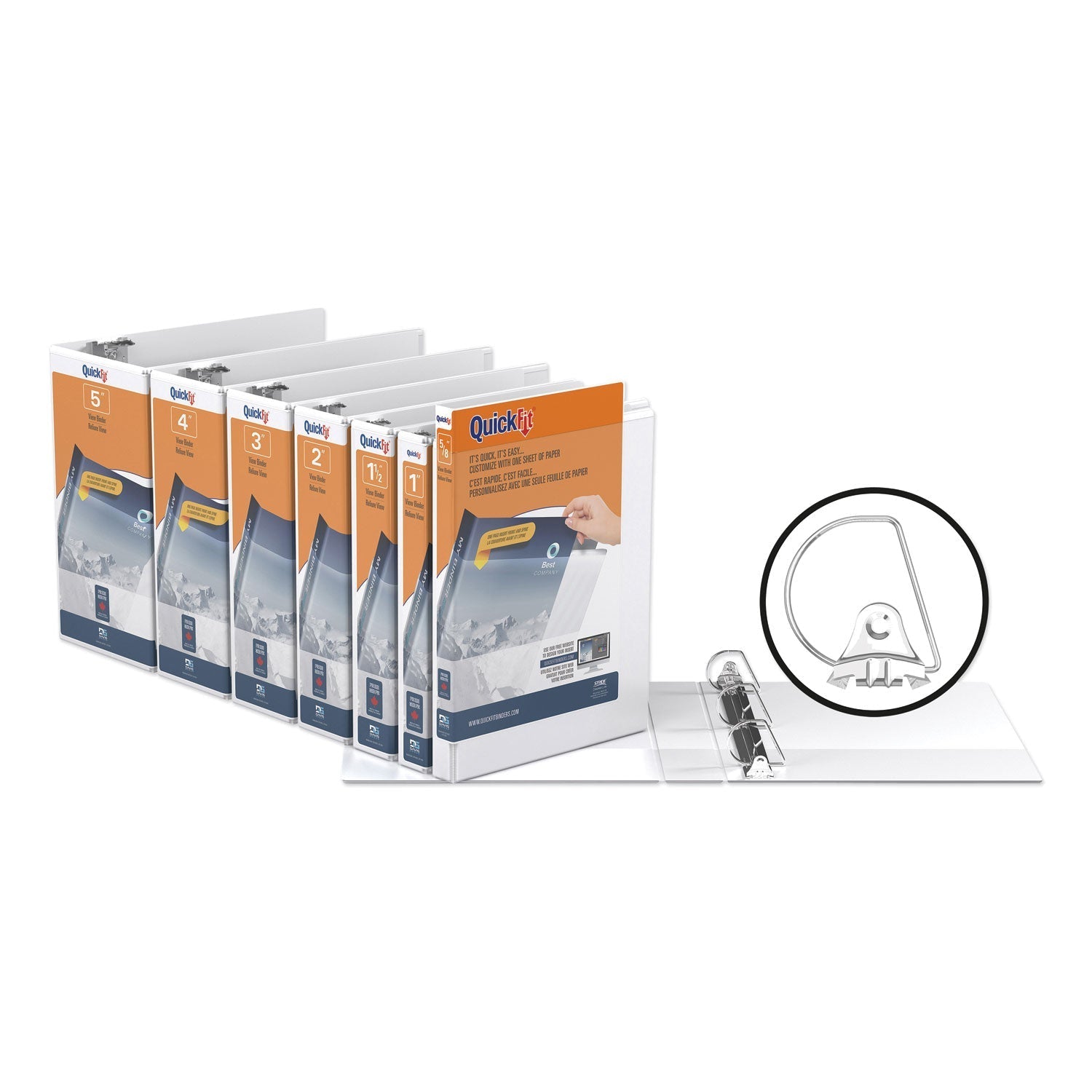 Stride Quickfit D-Ring View Binder, 3 Rings, 1.5" Capacity, 11 X 8.5, White