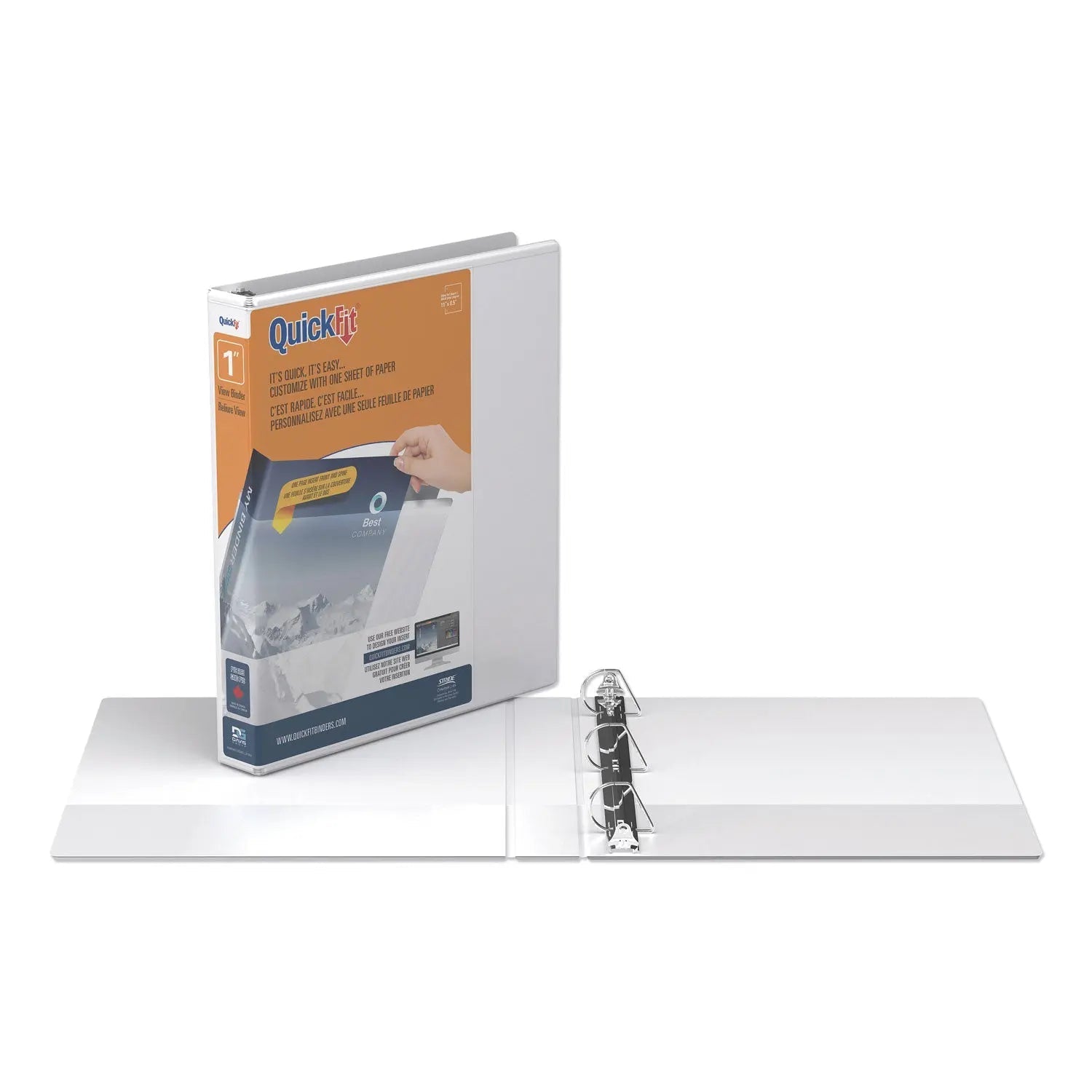 Stride Quickfit D-Ring View Binder, 3 Rings, 1" Capacity, 11 X 8.5, White