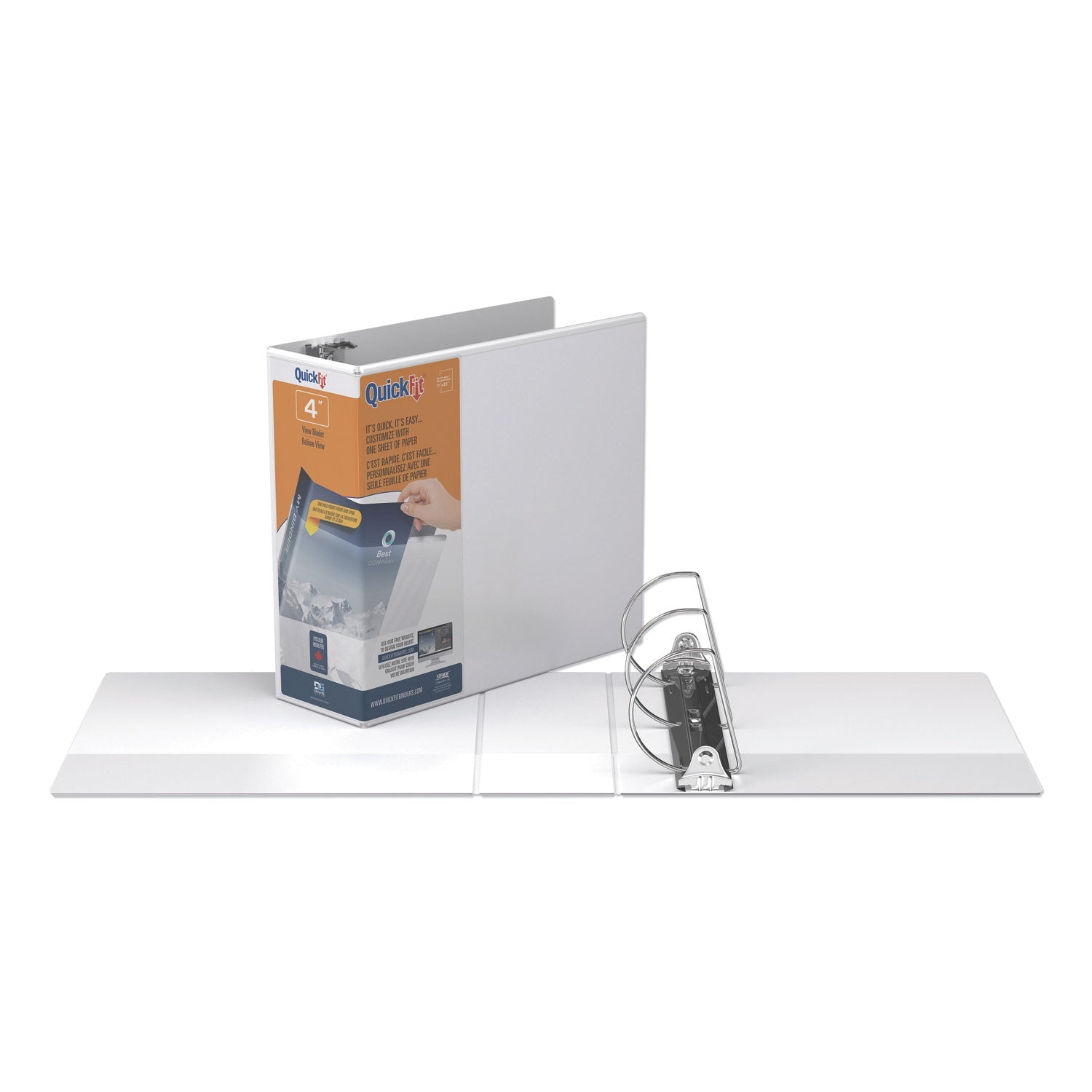 Stride Quickfit D-Ring View Binder, 3 Rings, 4" Capacity, 11 X 8.5, White