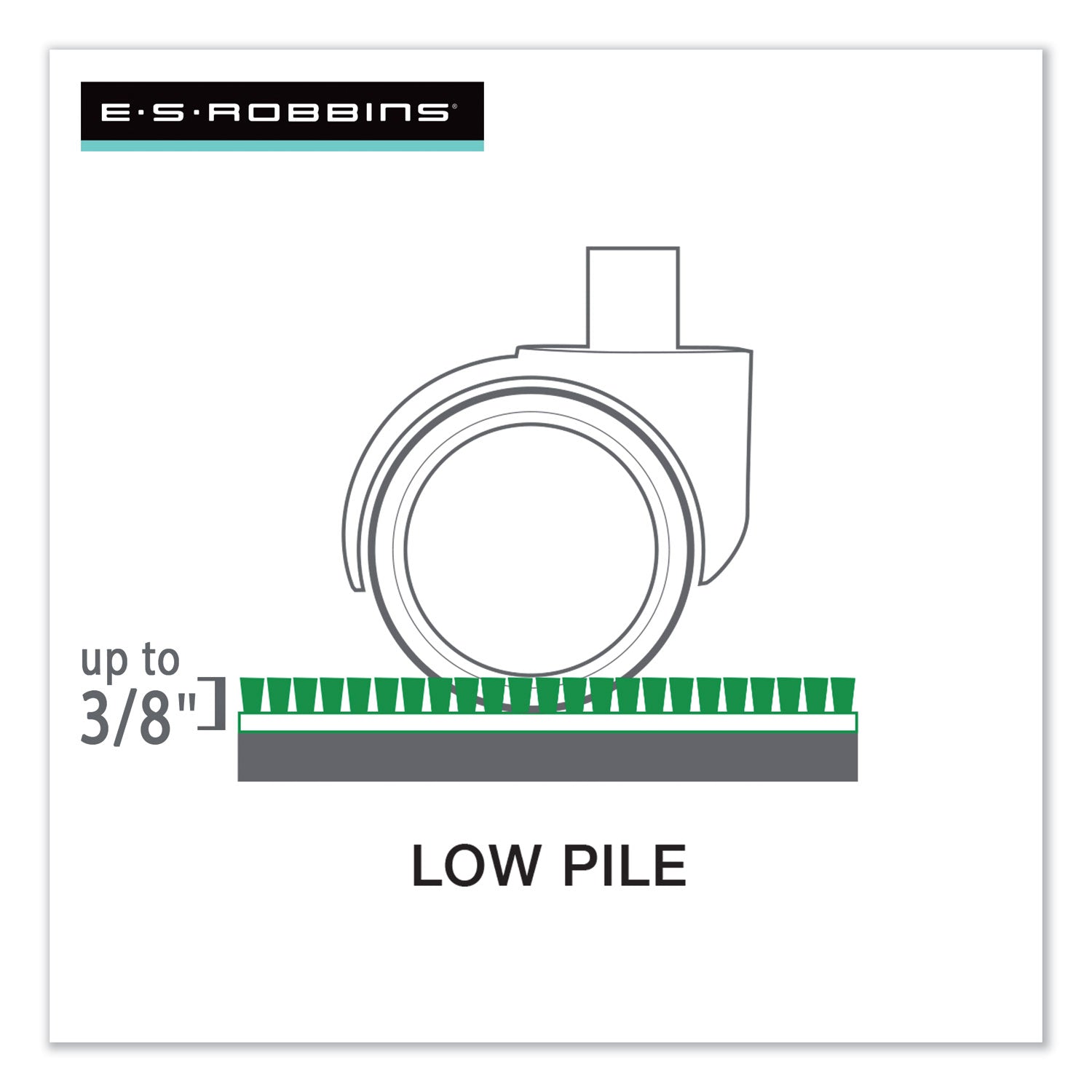 ES Robbins® EverLife Moderate Use Chair Mat for Low Pile Carpet, Rectangular with Lip, 45 x 53, Clear