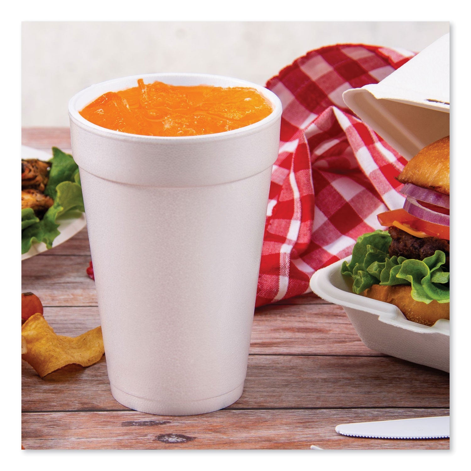 Dart® Foam Drink Cups, 16 Oz, White, 25/bag, 40 Bags/carton