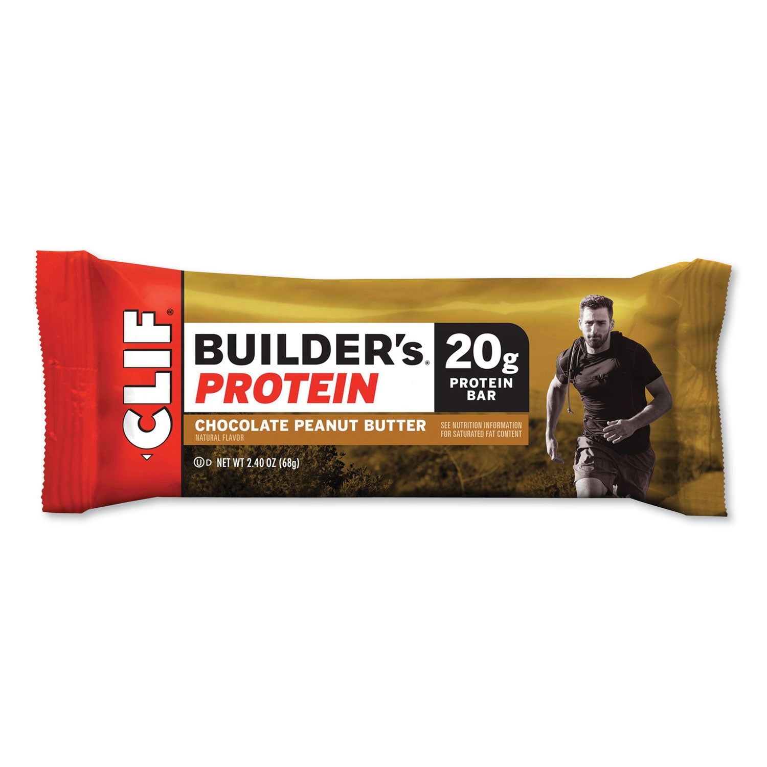CLIF® Bar Builders Protein Bar, Chocolate Peanut Butter, 2.4 Oz Bar, 12 Bars/box