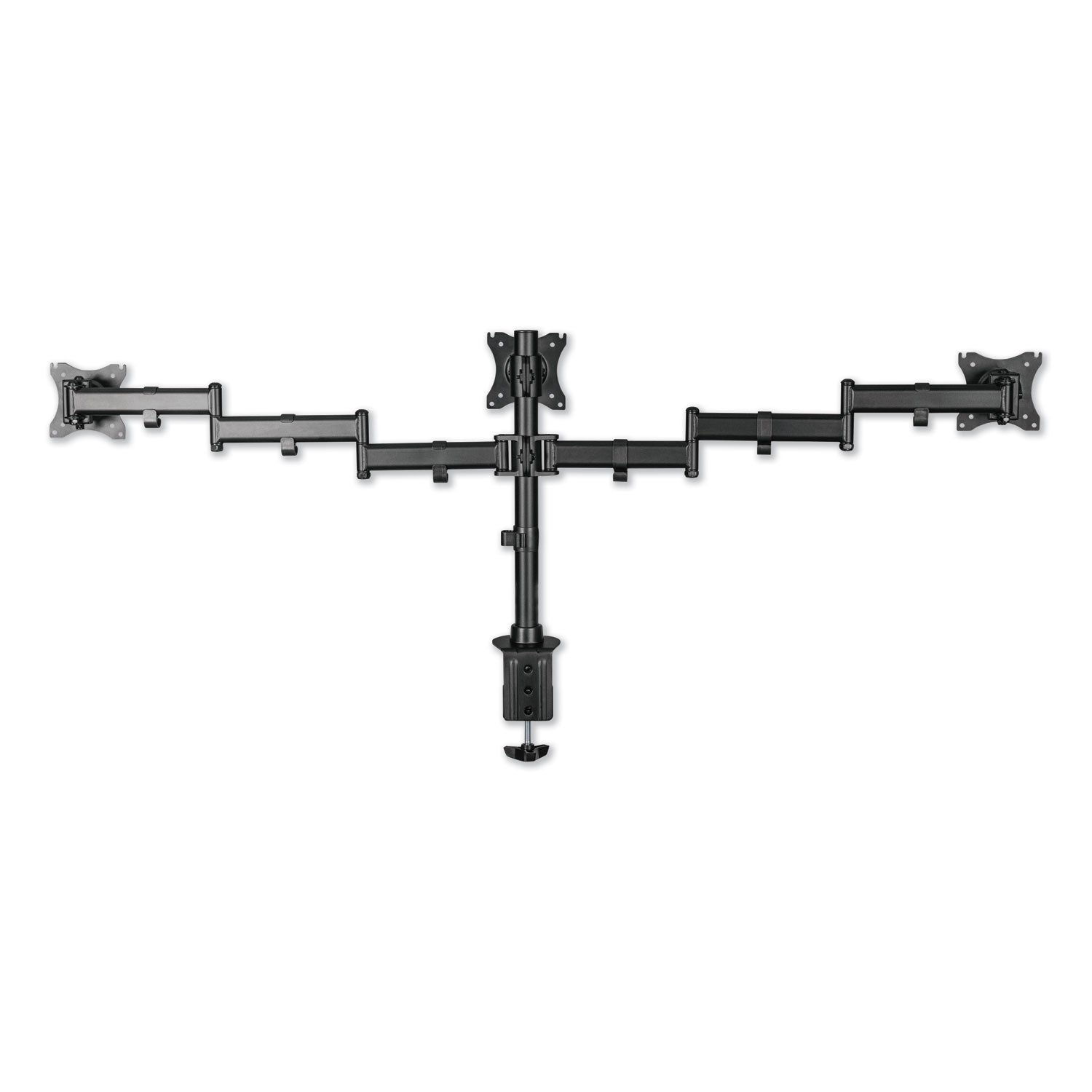 Alera® Adaptivergo Pole-Mount Triple Arm For 27" Monitors, 360 Deg Rotation, +45/-45 Deg Tilt, 45 Deg Pan, Black, Supports 17.6 Lb