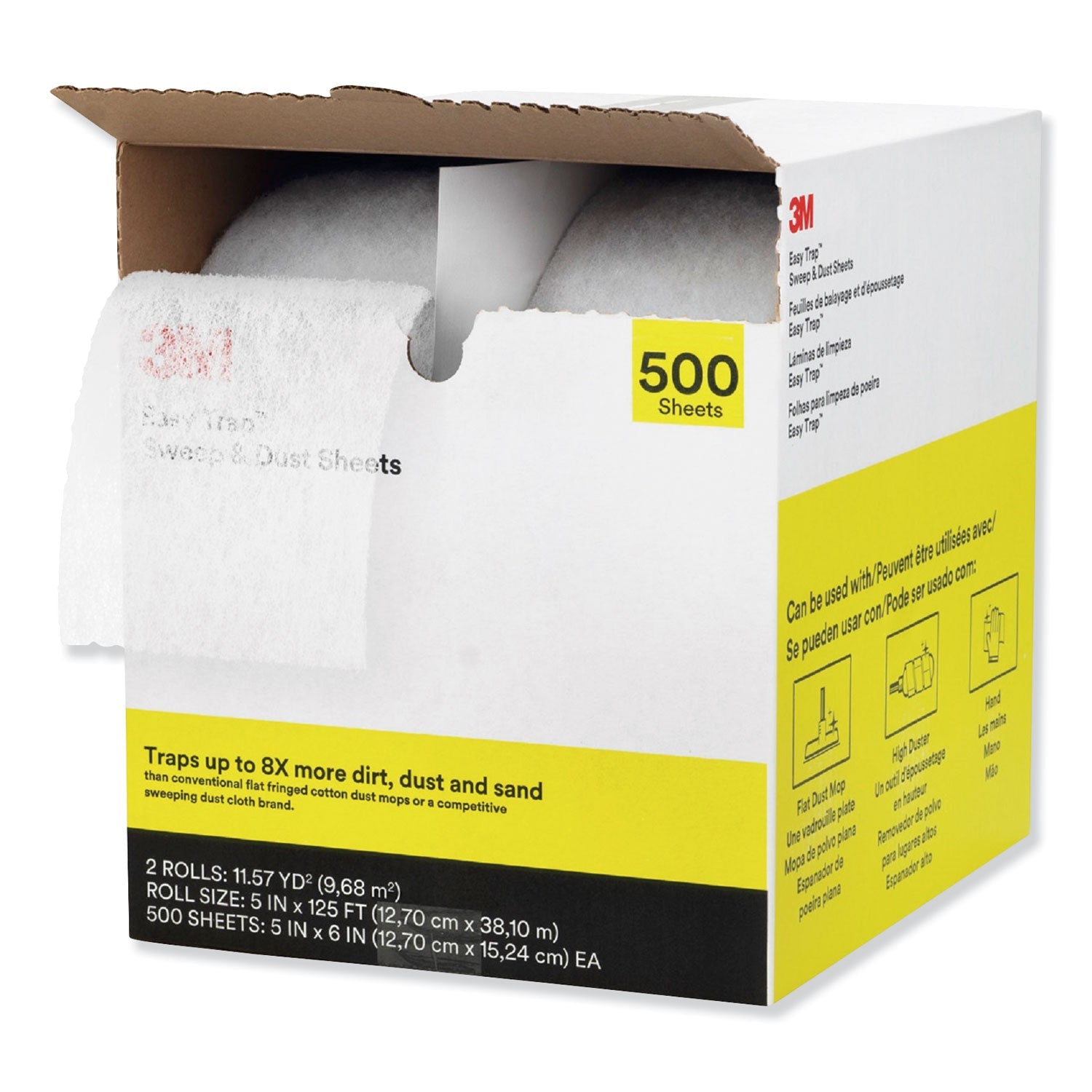 3M™ Easy Trap Duster, 5" X 125 Ft, White, 250 Sheet/roll, 2 Rolls/carton