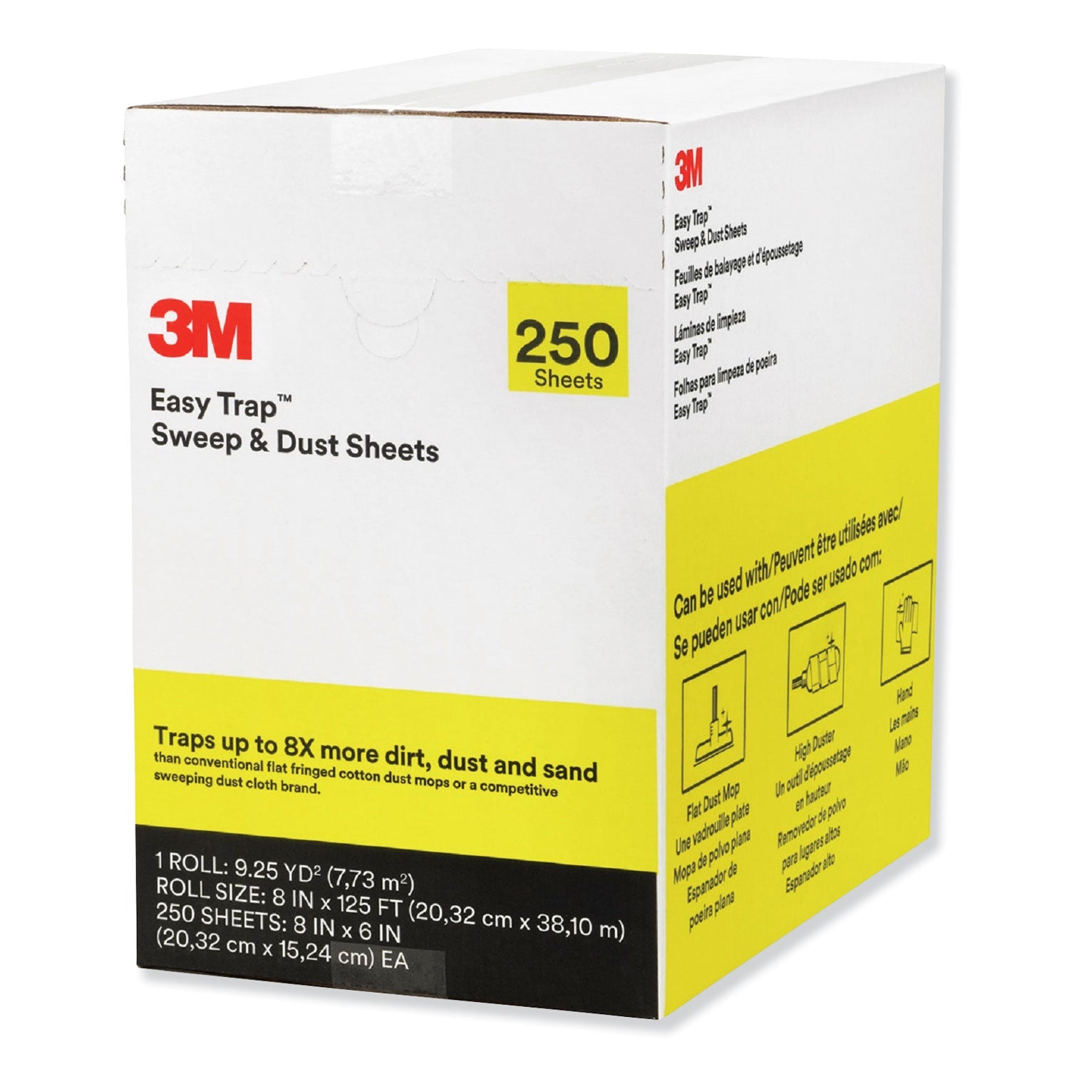 3M™ Easy Trap Duster, 8" X 125 Ft, White, 250 Sheet Roll