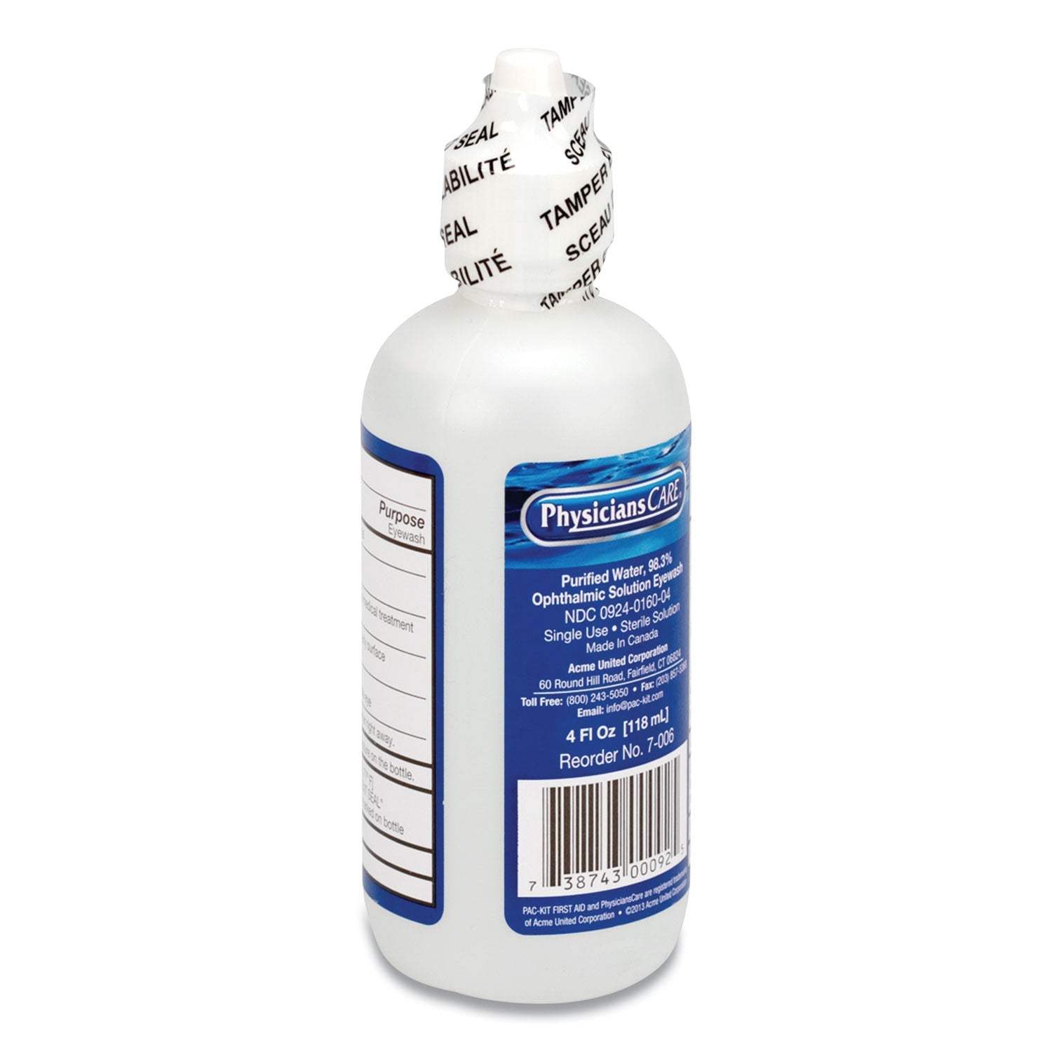 PhysiciansCare® by First Aid Only® First Aid Refill Components Disposable Eye Wash, 4 Oz Bottle