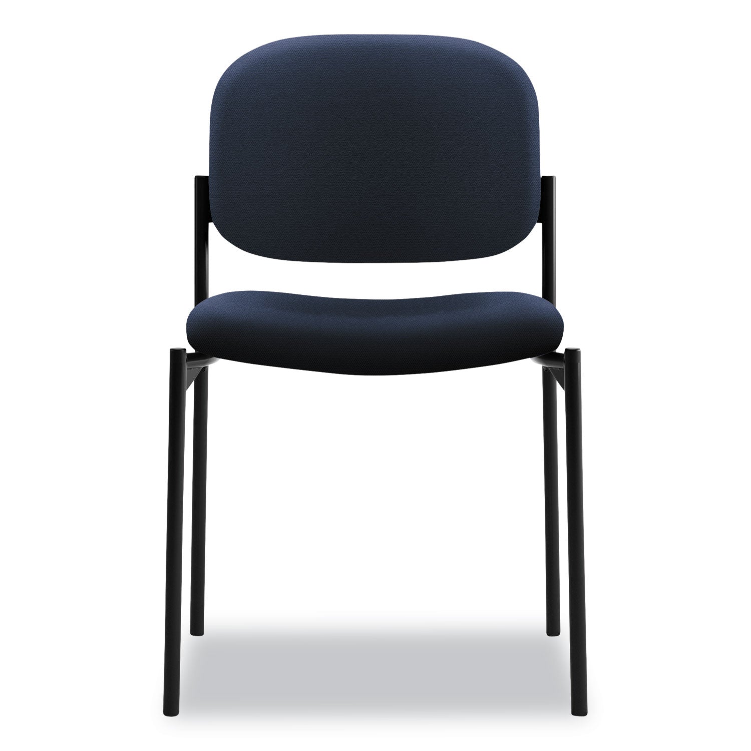 HON® VL606 Stacking Guest Chair without Arms, Fabric Upholstery, 21.25" x 21" x 32.75", Navy Seat, Navy Back, Black Base