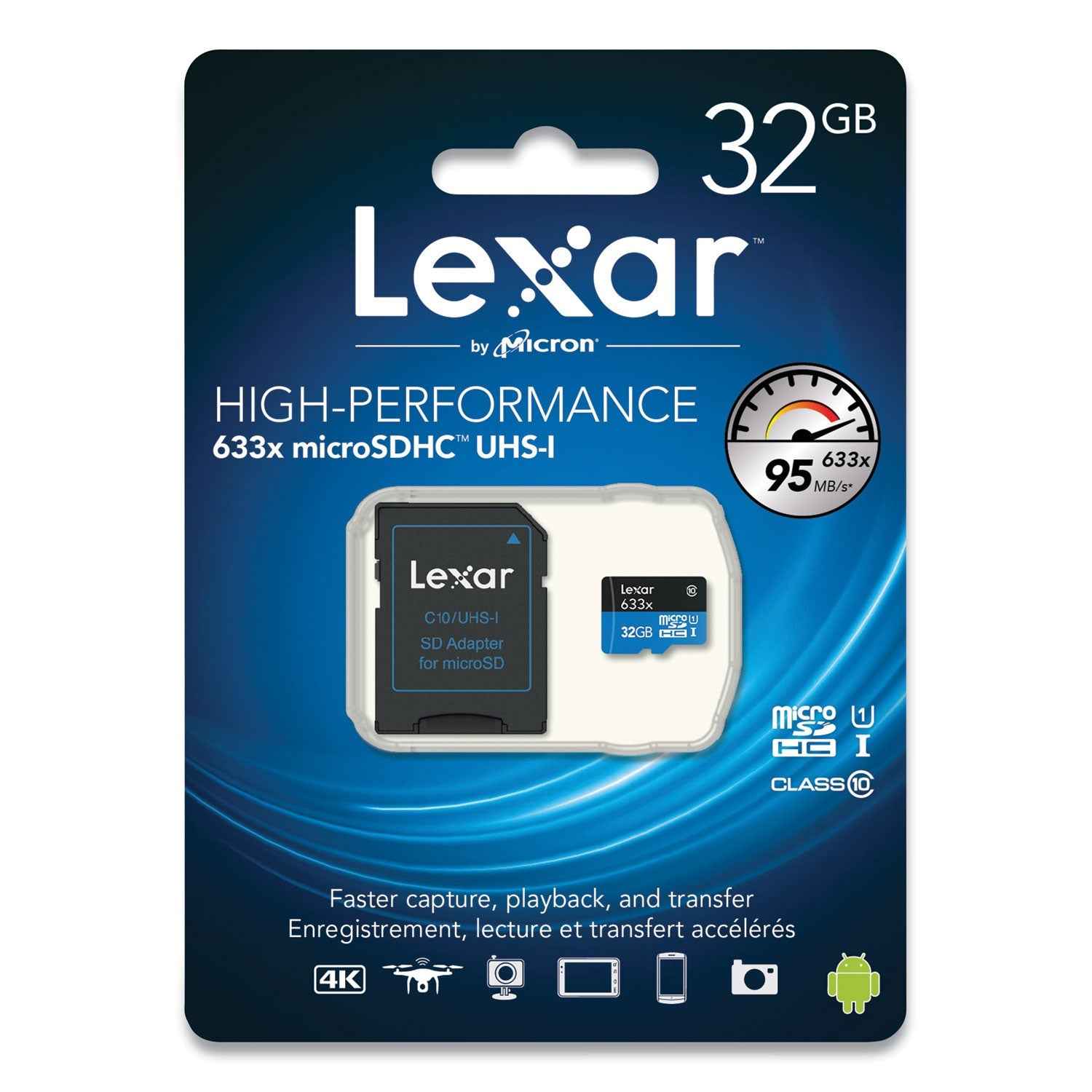 Lexar™ Microsdhc Memory Card With Sd Adapter, Uhs-I U1 Class 10, 32 Gb