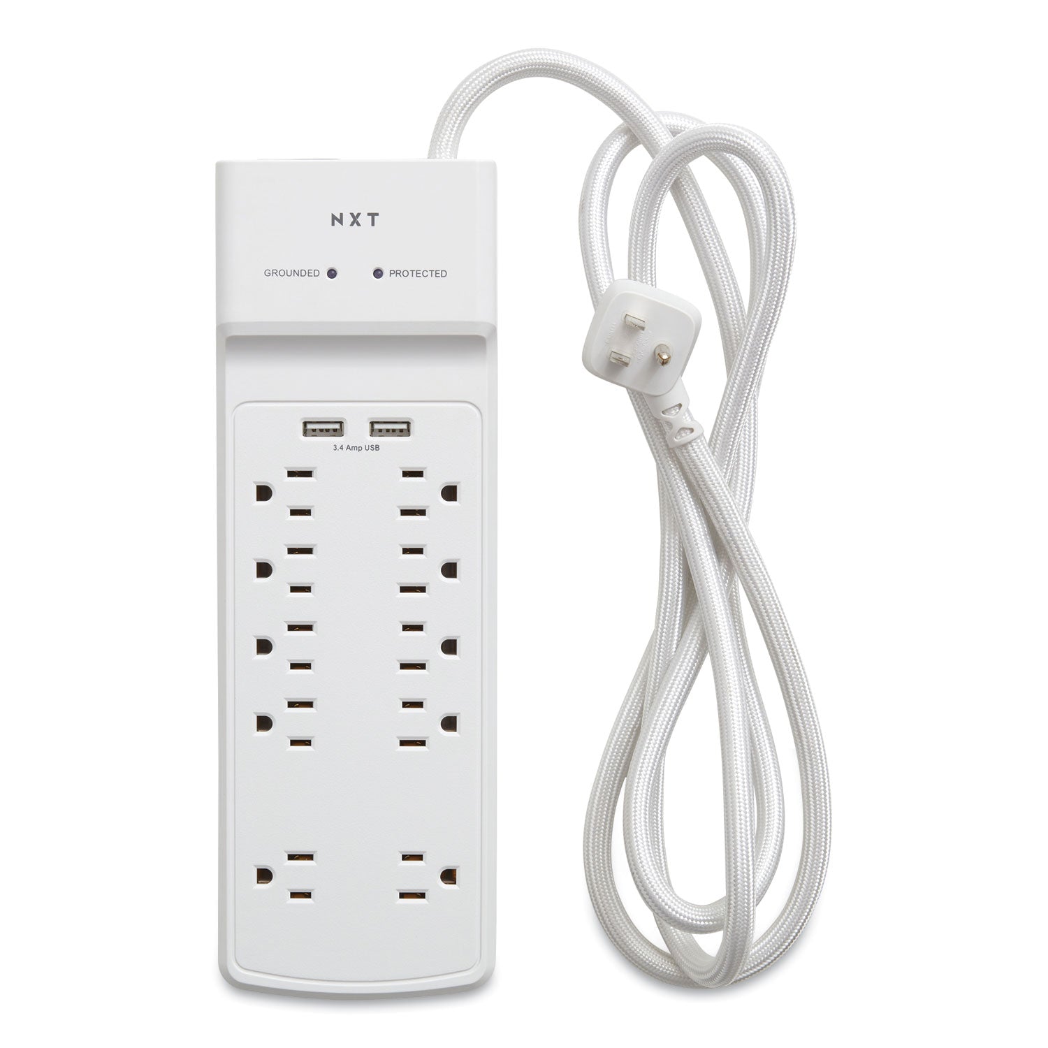Stack Outlet NXT Technologies™ Surge Protector, 10 AC Outlets/2 USB Ports, 6 ft Cor