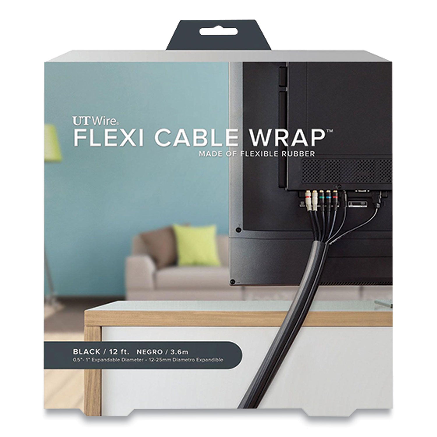 UT Wire® Flexi Cable Wrap | 12 Ft Black