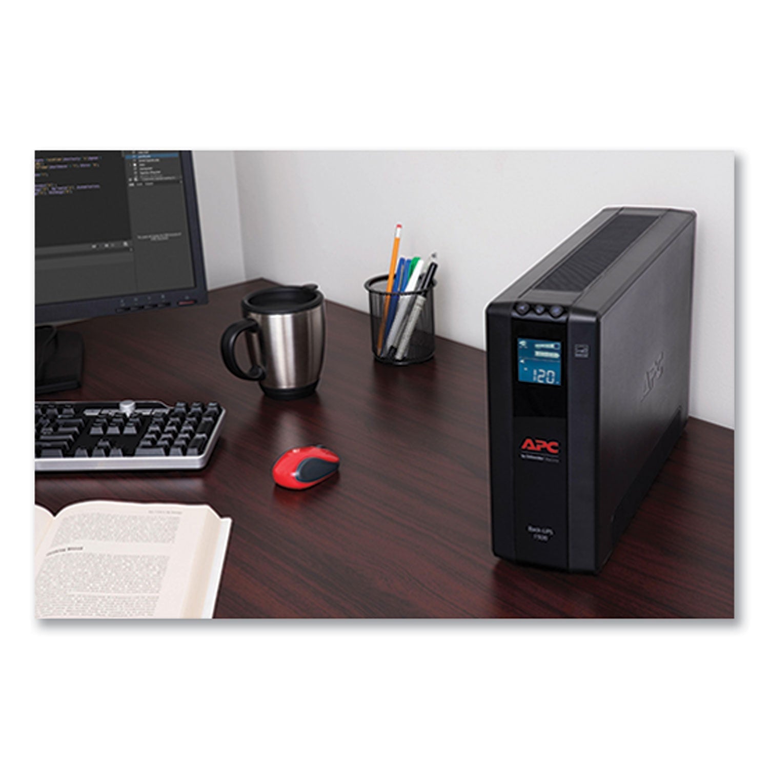 APC® BX1500M Back-UPS PRO BX Series Compact Tower Battery Backup System, 10 Outlets, 1,500 VA, 789 J