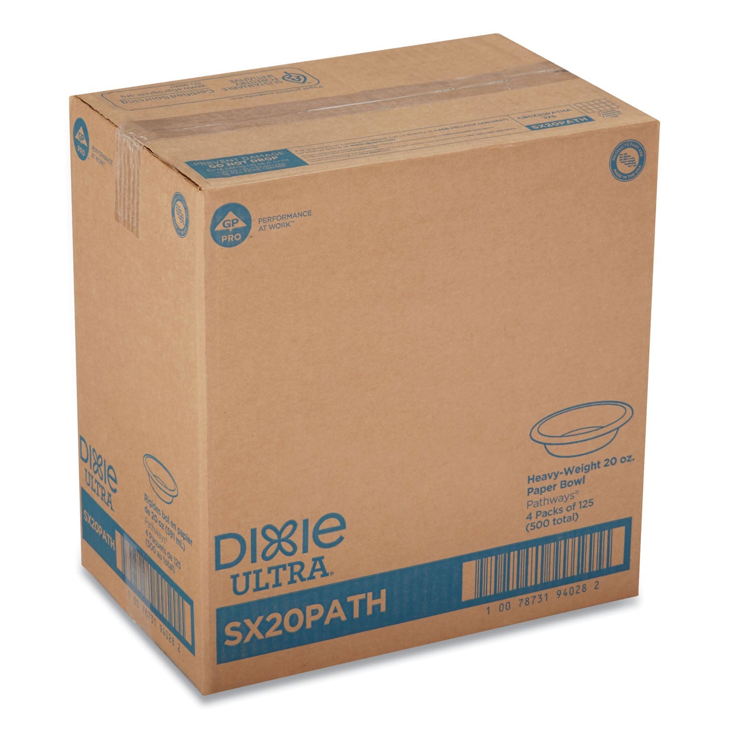 Dixie® Pathways Heavyweight Paper Bowls, 20 Oz, Green/burgundy, 500/carton