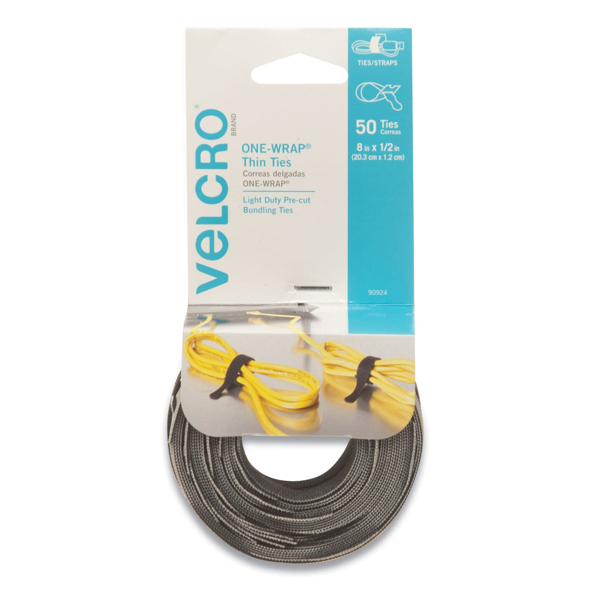 One-Wrap Pre-Cut Thin Ties | 0.5"x8" | 50/pack