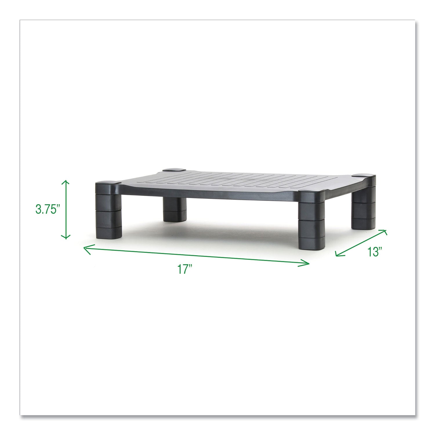 Mind Reader Adjustable Rectangular Monitor Stand, 17" X 13" X 3.75" To 5.75", Black, Supports 22 Lbs