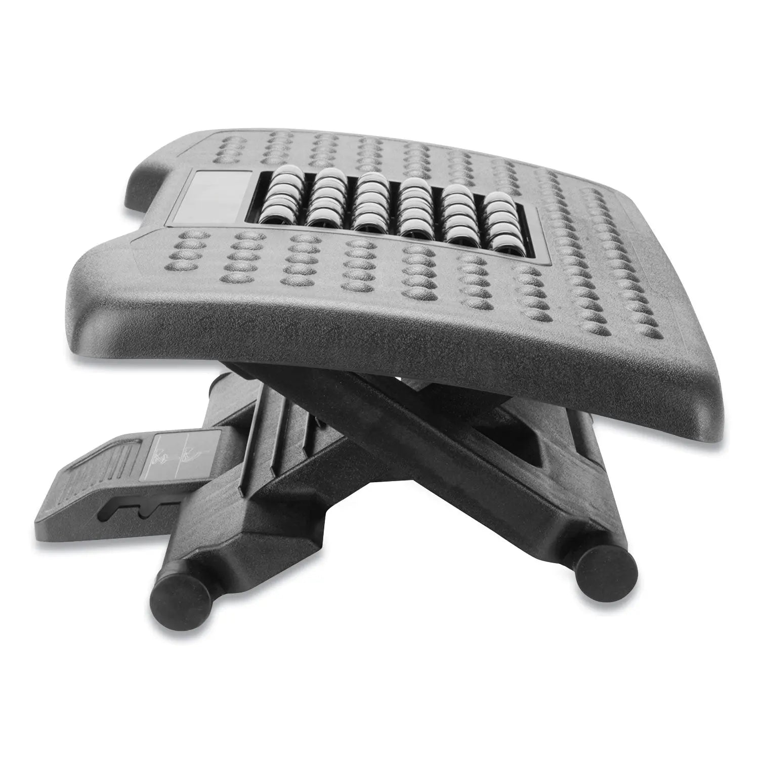 Mind Reader Adjustable Height Footrest with Rollers for Massage, 18w x 14d x 4.25h, Black