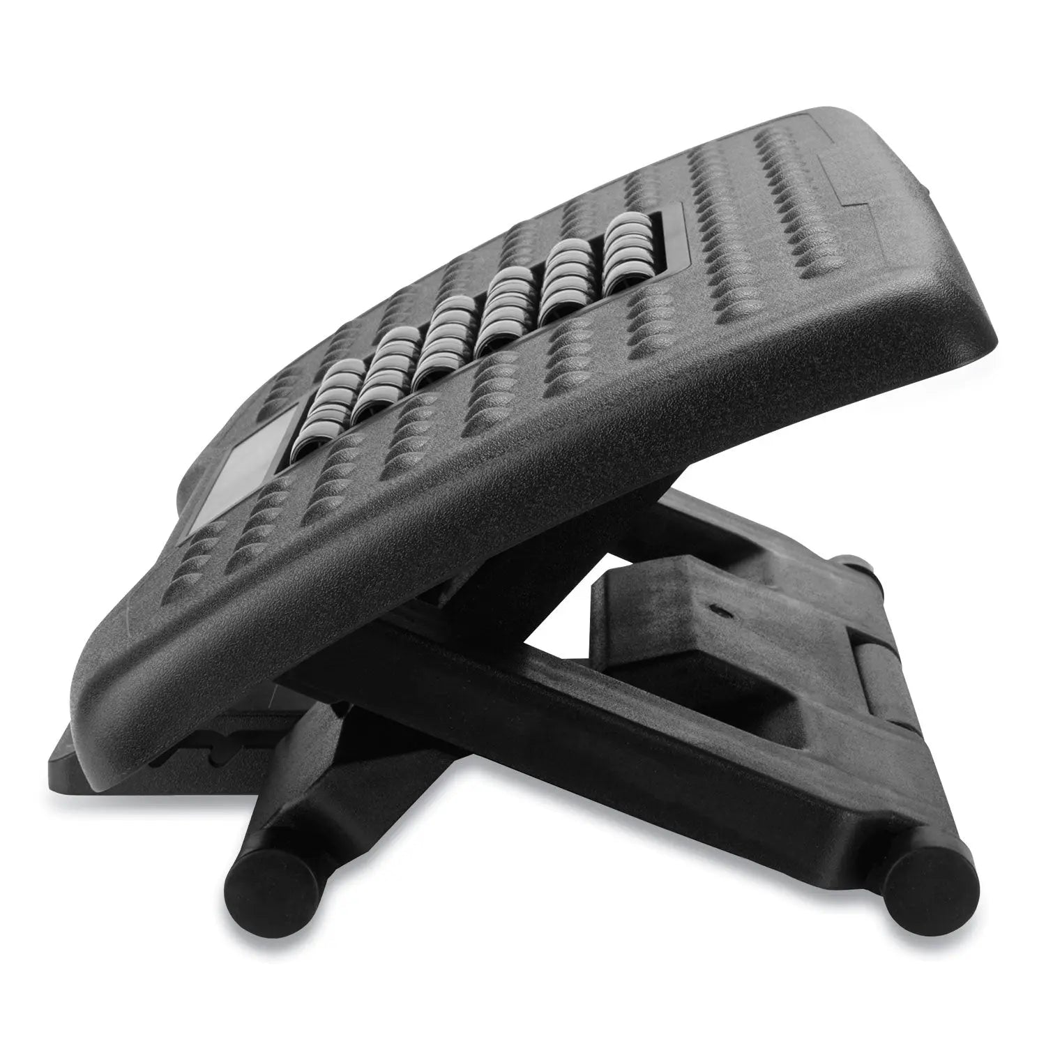 Mind Reader Adjustable Height Footrest with Rollers for Massage, 18w x 14d x 4.25h, Black