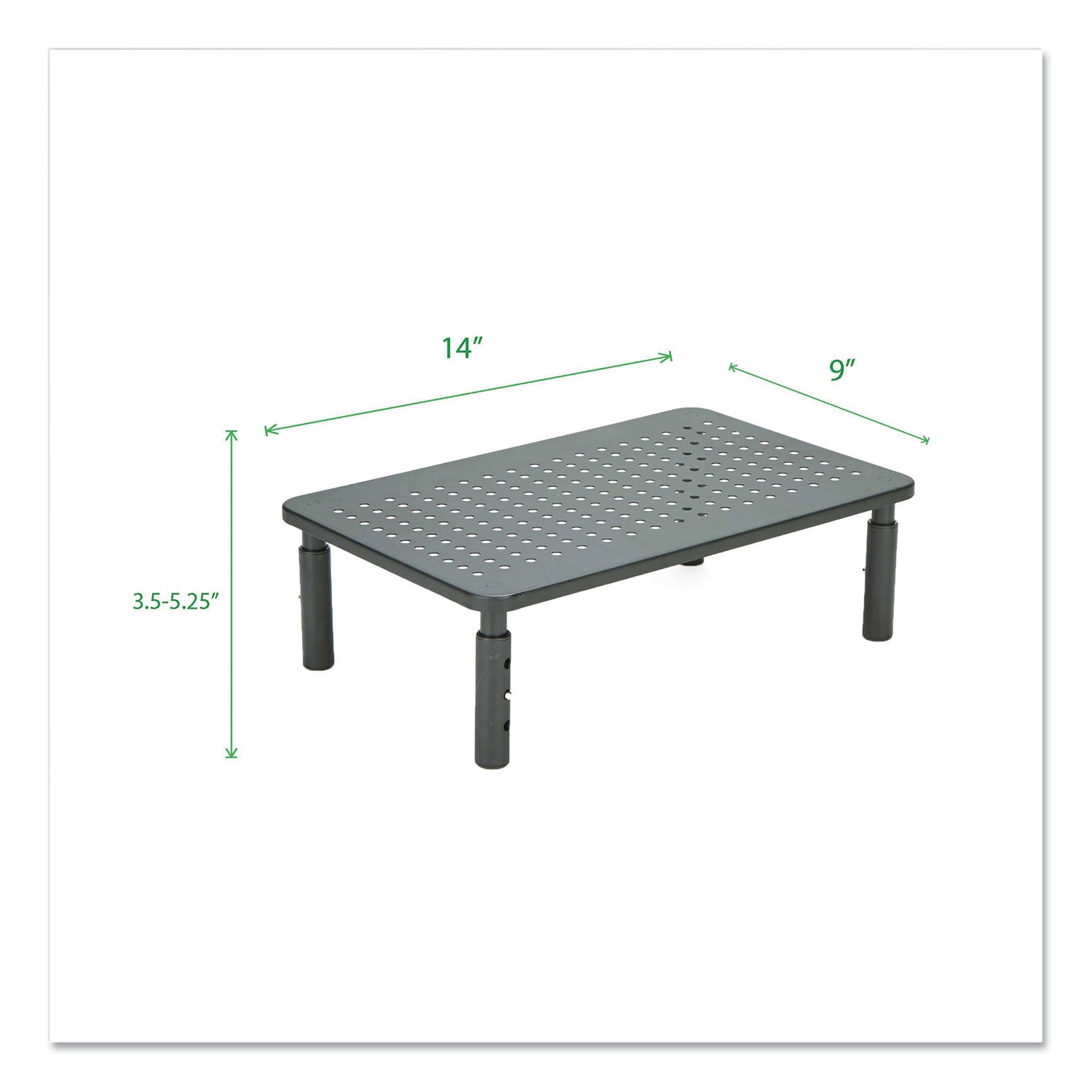 Mind Reader Adjustable Rectangular Monitor Stand, 14" x 9" x 3.25" to 5.25", Black, Supports 44 lbs