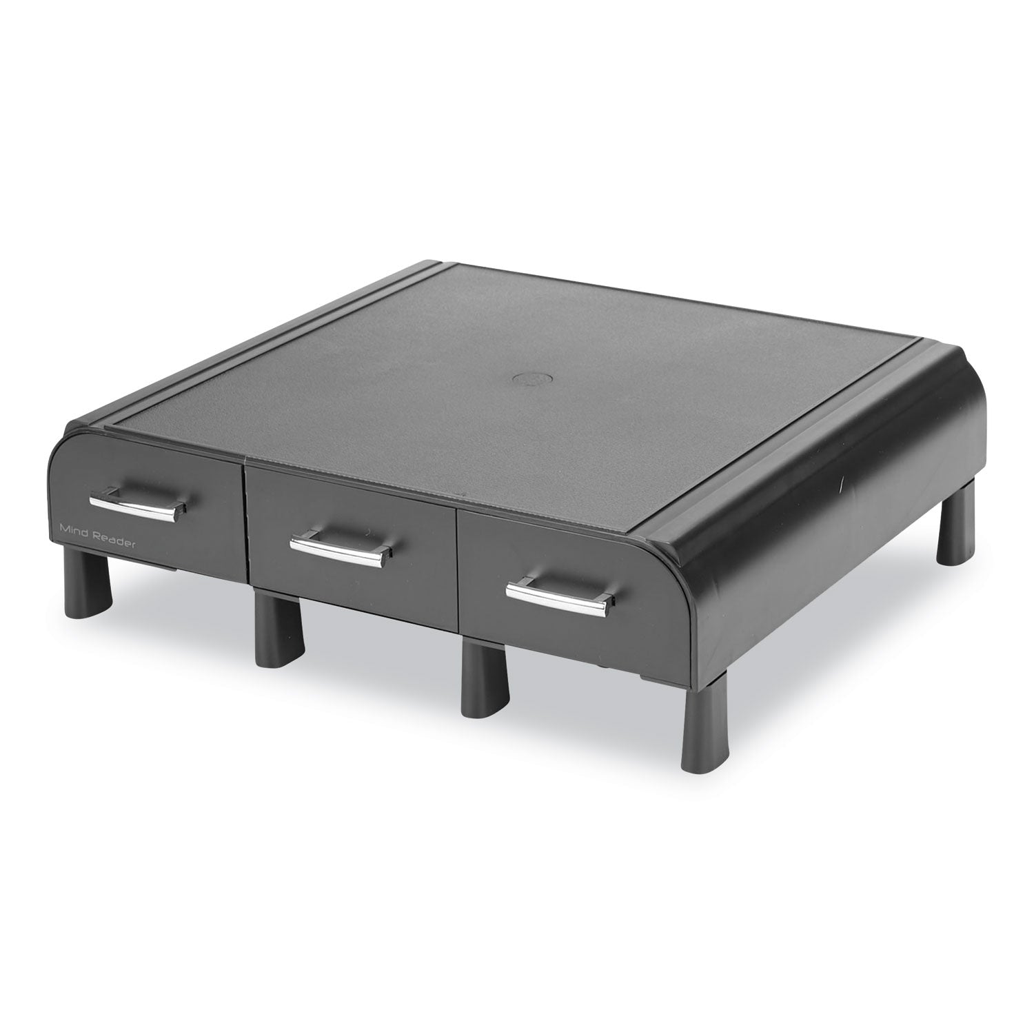 Mind Reader Perch Monitor Stand and Desk Organizer, 13.46" x 12.87" x 2.72", Black/Silver