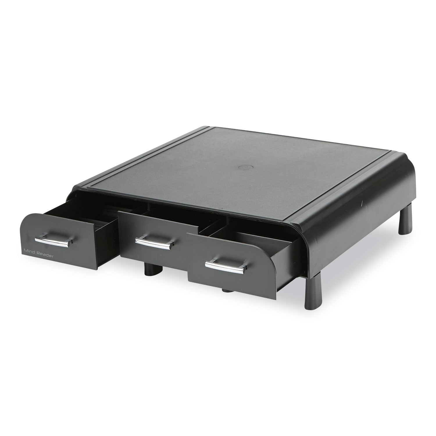 Mind Reader Perch Monitor Stand and Desk Organizer, 13.46" x 12.87" x 2.72", Black/Silver