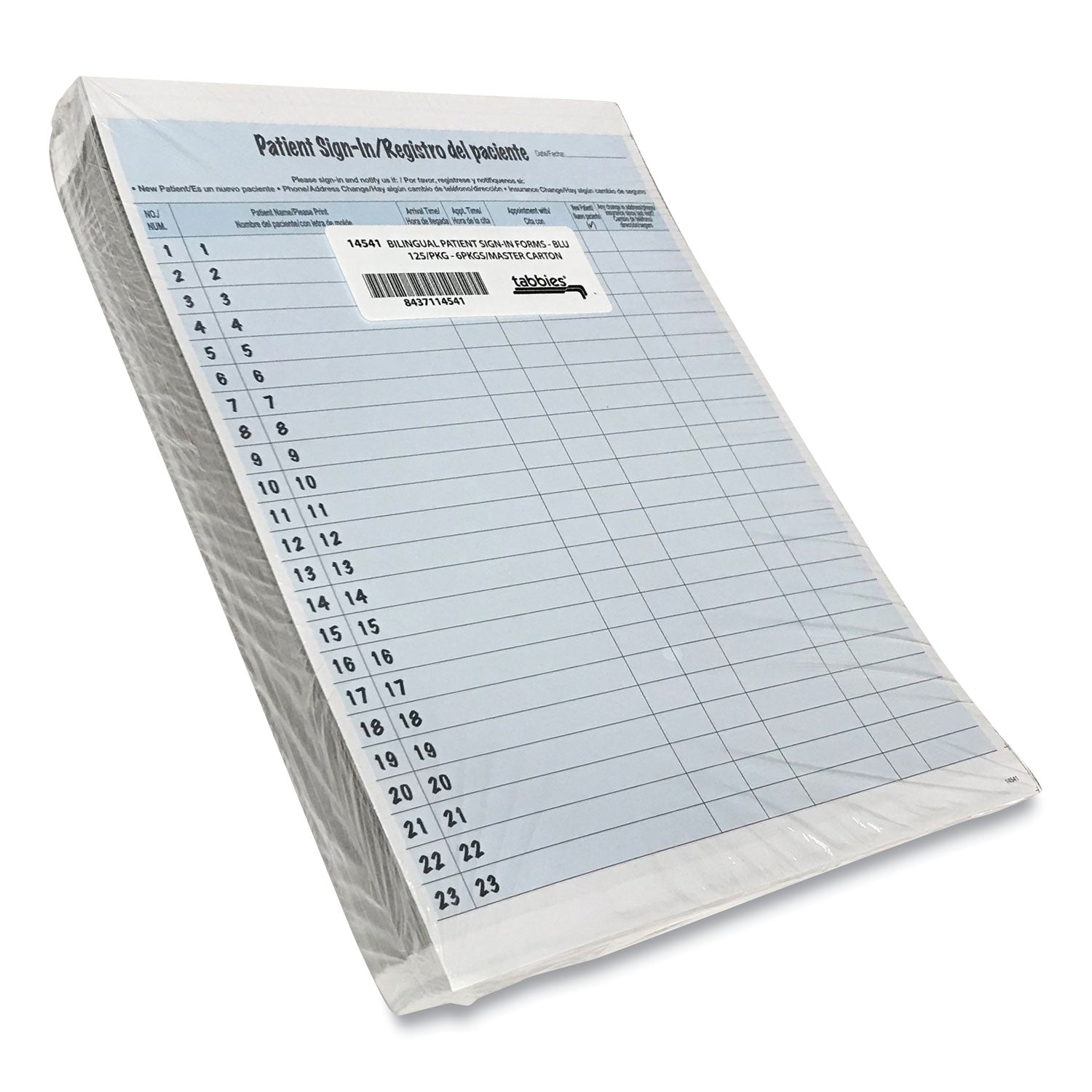 Tabbies® Hipaa Labels, Patient Sign-In, 8.5 X 11, Blue, 23/sheet, 125 Sheets/pack