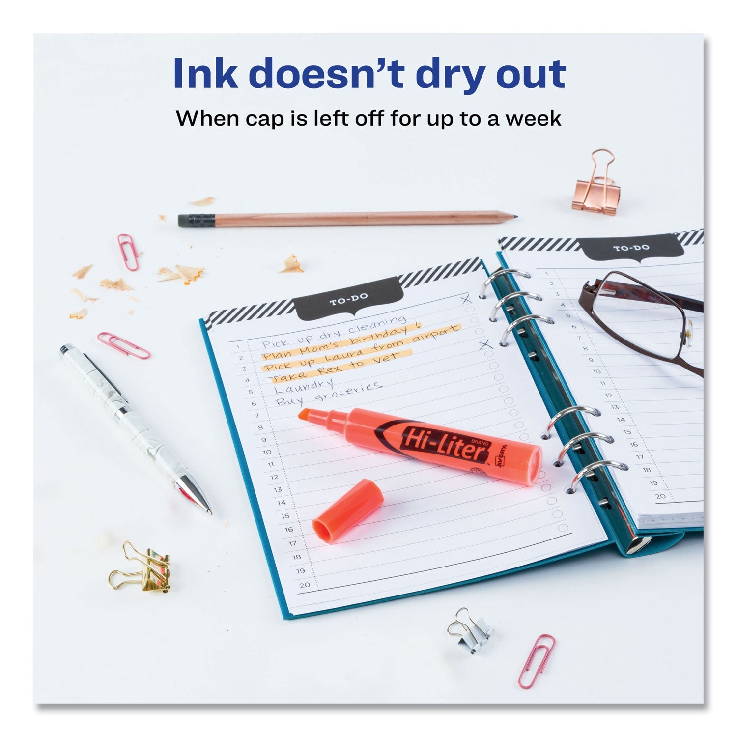 Avery® Hi-Liter Desk-Style Highlighters, Fluorescent Orange Ink, Chisel Tip, Orange/black Barrel, Dozen