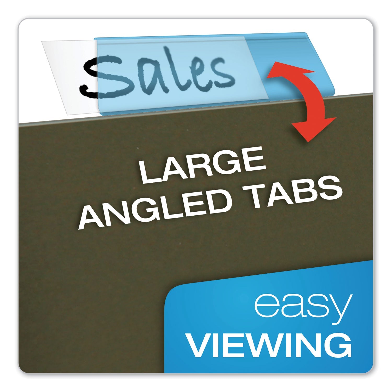 Pendaflex® Transparent Colored Tabs For Hanging File Folders, 1/5-Cut, Blue, 2" Wide, 25/Pack