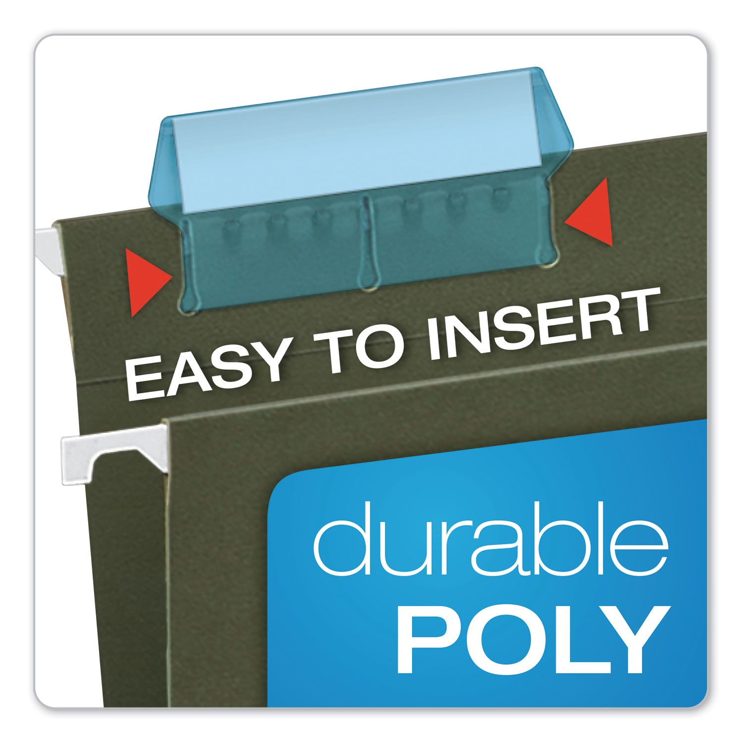 Pendaflex® Transparent Colored Tabs For Hanging File Folders, 1/5-Cut, Blue, 2" Wide, 25/Pack