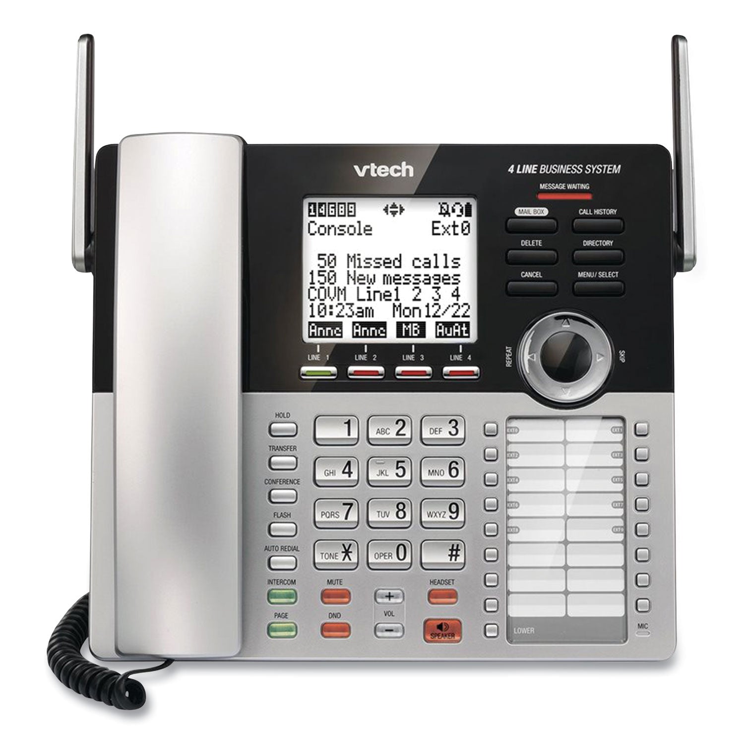 Vtech® Cm18445 Four-Line Business System Cordless Phone, Silver/black