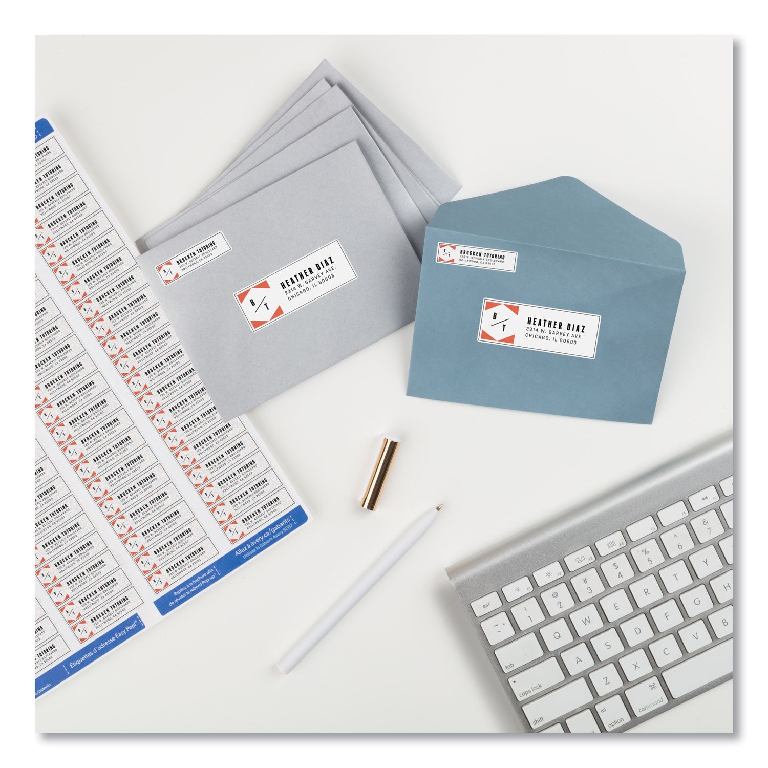 Avery® Easy Peel White Address Labels W/ Sure Feed Technology, Laser Printers, 0.5 X 1.75, White, 80/sheet, 25 Sheets/pack