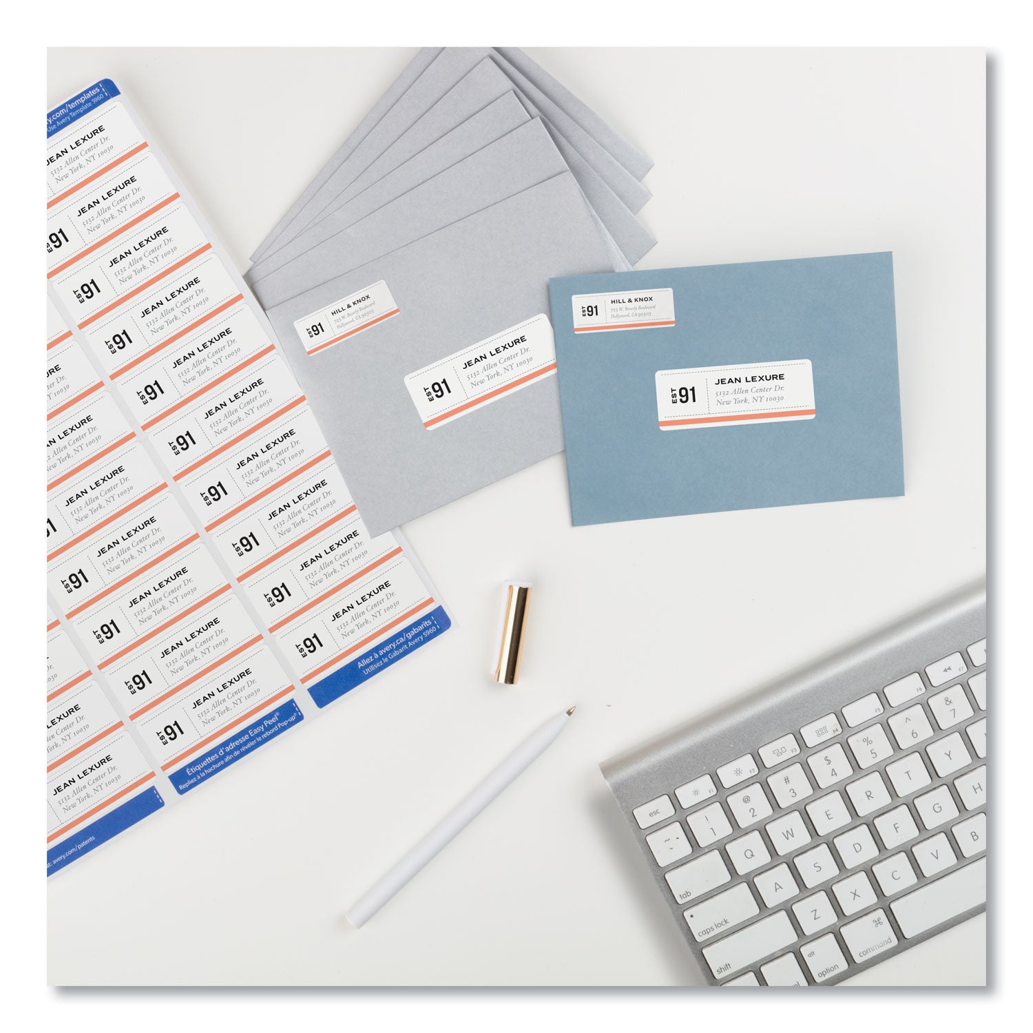 Avery® Easy Peel White Address Labels W/ Sure Feed Technology, Laser Printers, 1 X 2.63, White, 30/sheet, 250 Sheets/pack