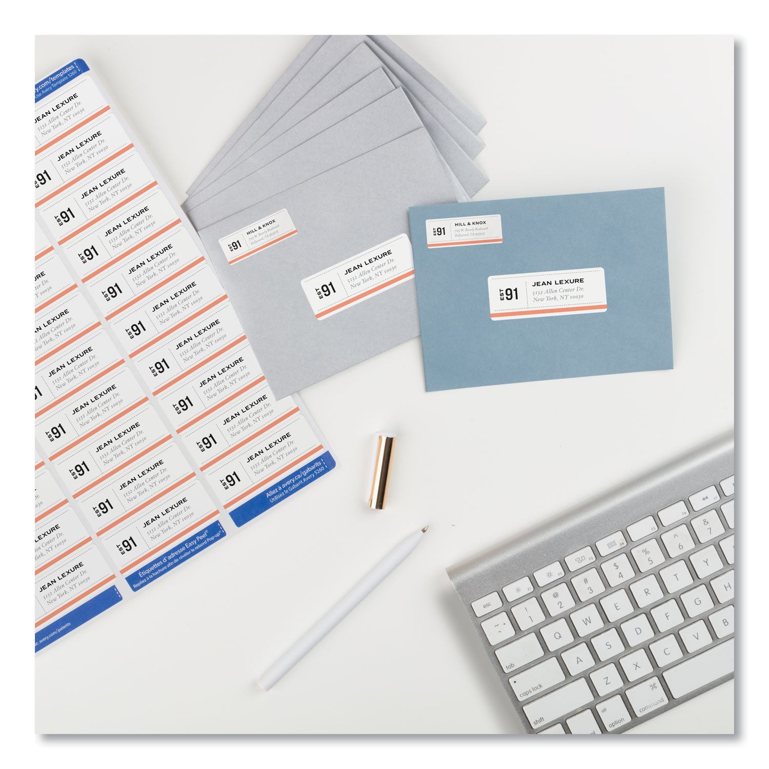 Avery® Easy Peel White Address Labels W/ Sure Feed Technology, Laser Printers, 1 X 2.63, White, 30/sheet, 25 Sheets/pack