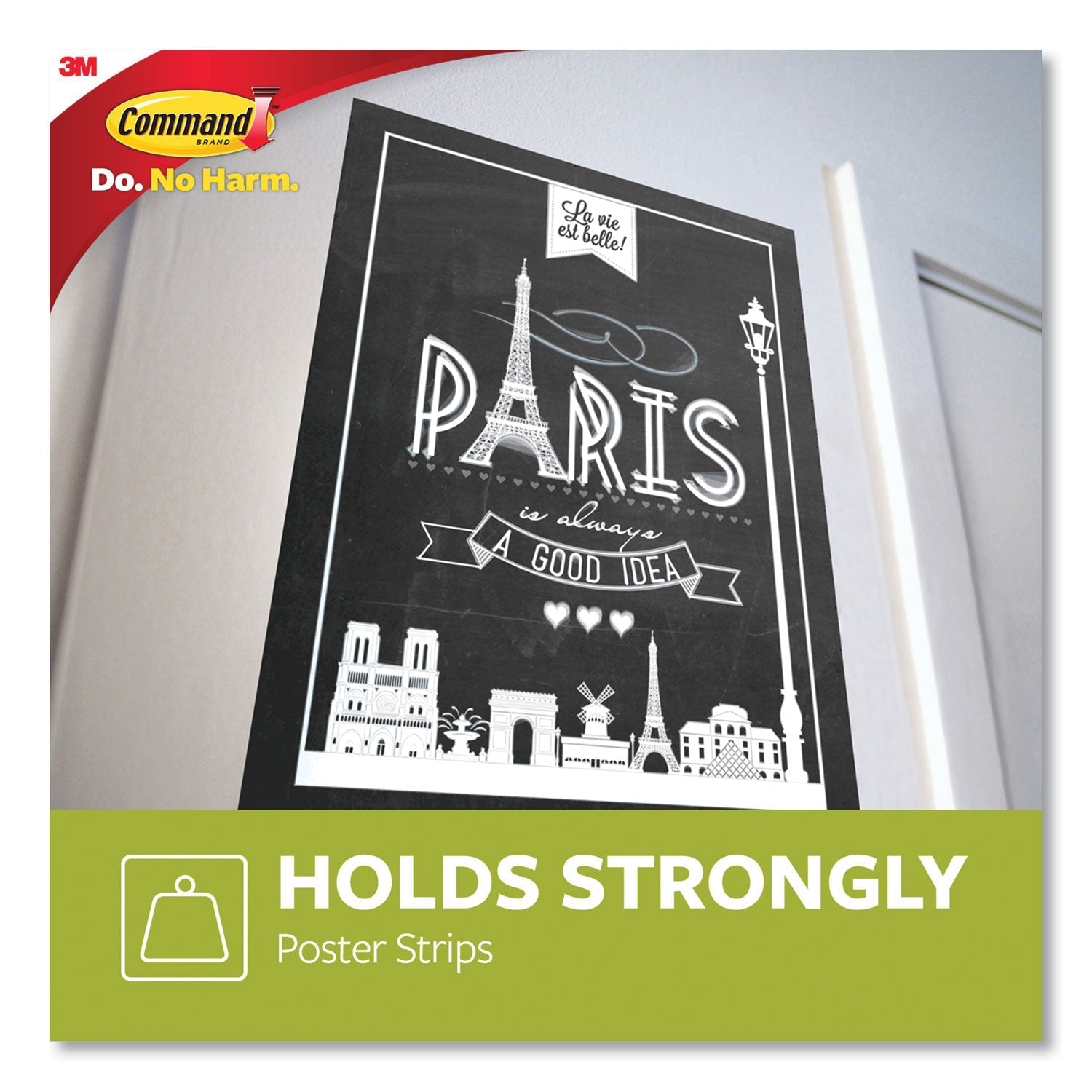 Command™ Poster Strips, Removable, Holds Up To 1 Lb Per Pair, 0.63 X 1.75, White, 136/pack