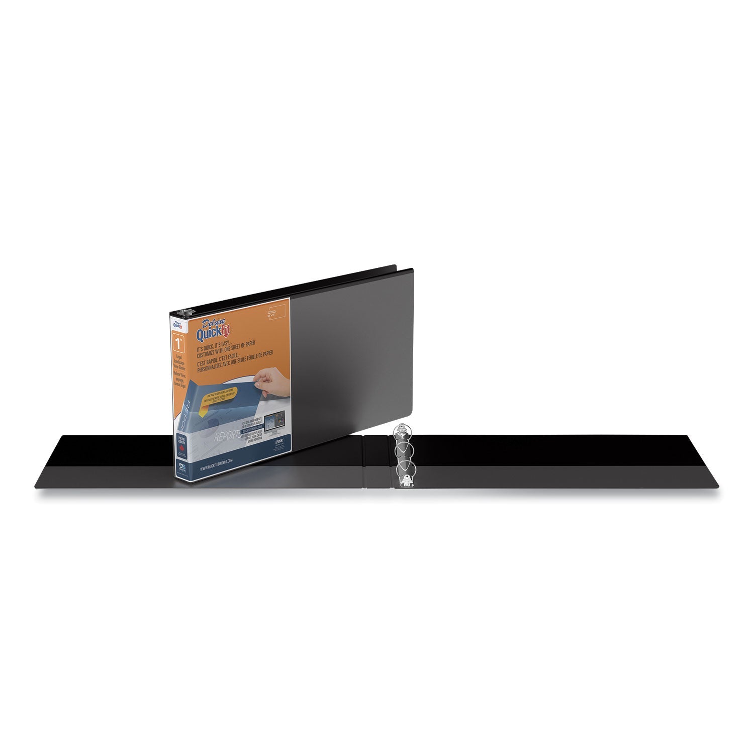 Stride Quickfit Landscape Spreadsheet Round Ring View Binder, 3 Rings, 1" Capacity, 14 X 8.5, Black
