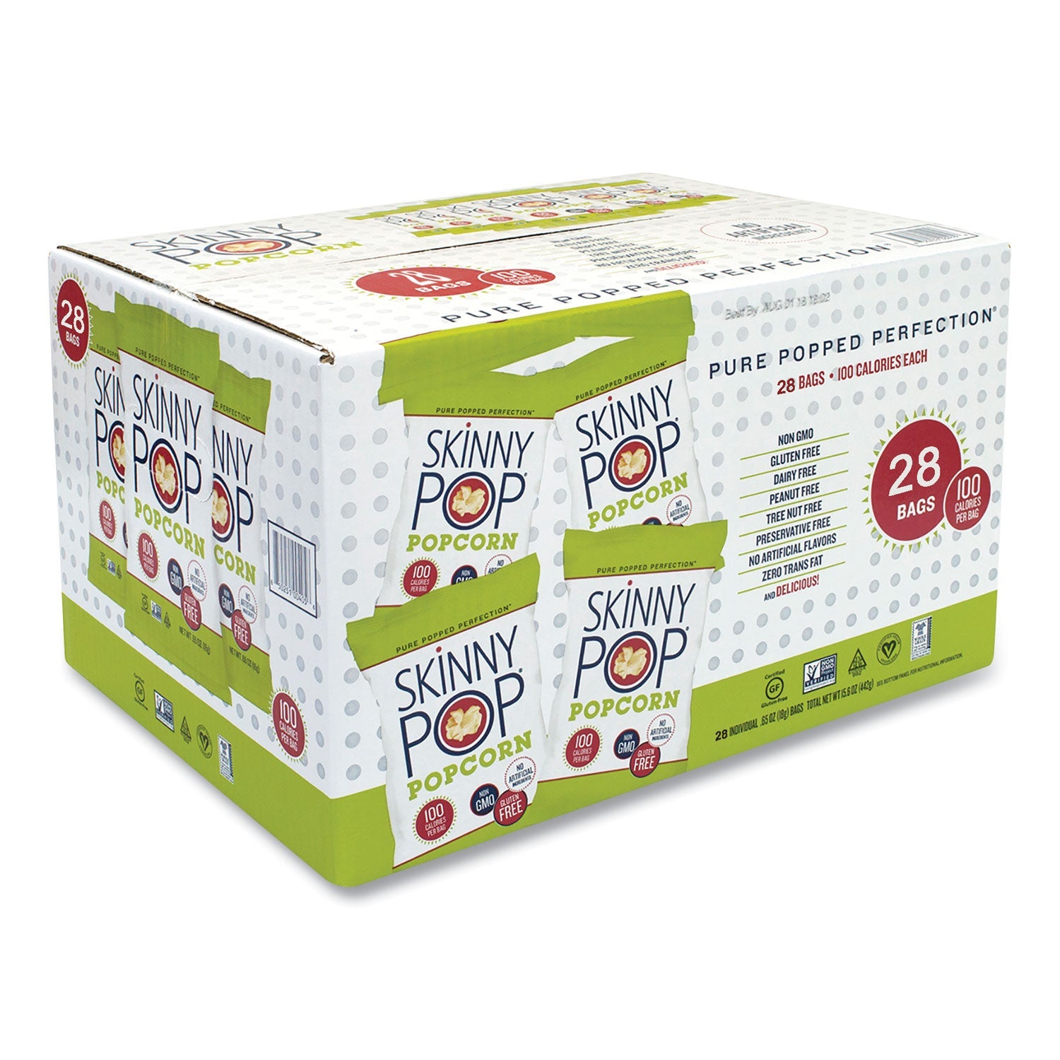SkinnyPop® Popcorn Popcorn, Original, 0.65 oz Bag, 24/Carton
