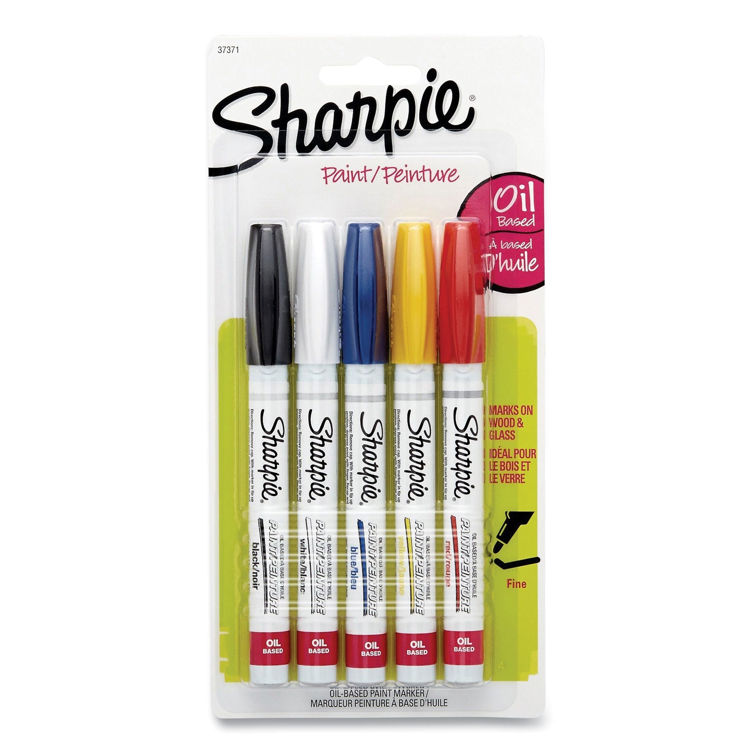 Sharpie® Permanent Paint Marker, Fine Bullet Tip, Assorted Colors, 5/pack