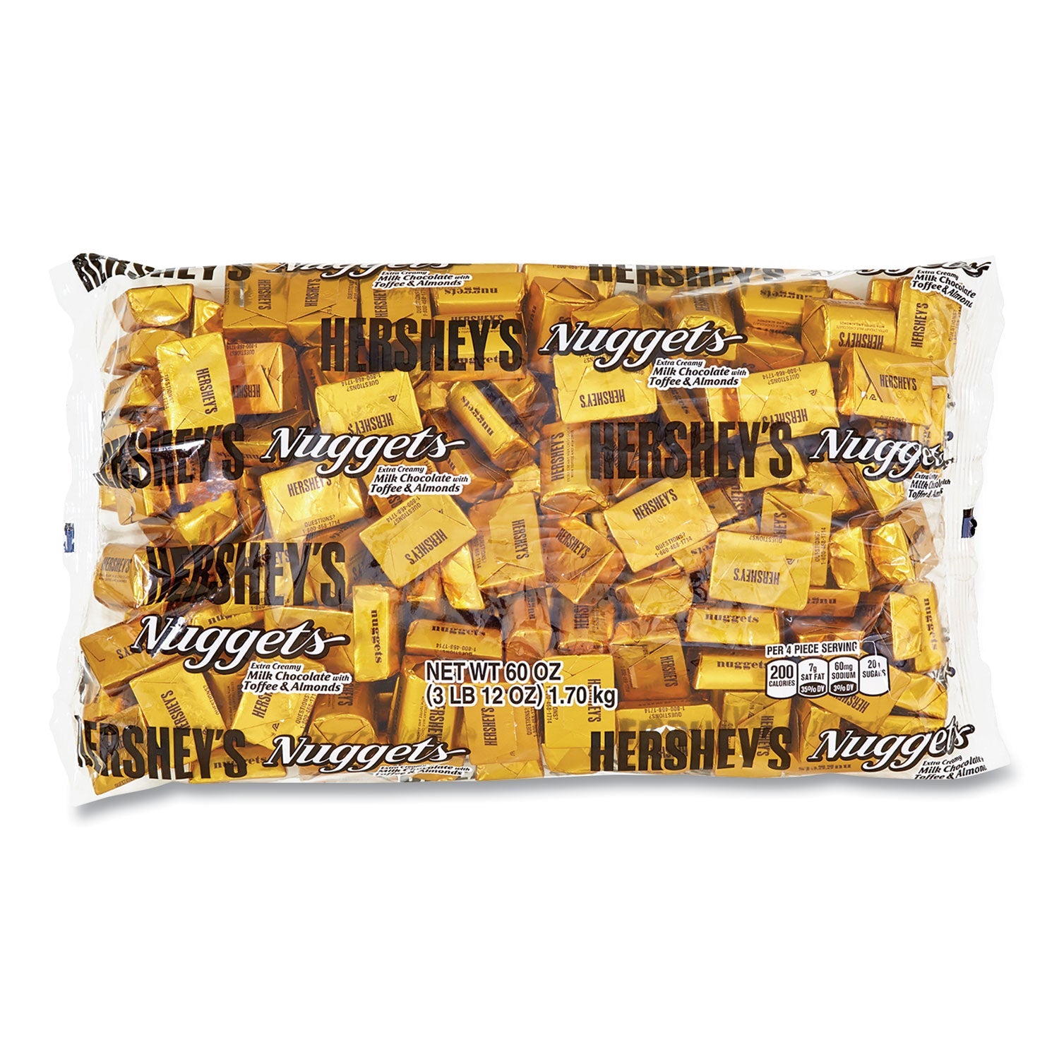 Hershey®'s Nuggets, Bulk Pack, Milk Chocolate with Toffee and Almonds, 60 oz Bag - Bloom Skins