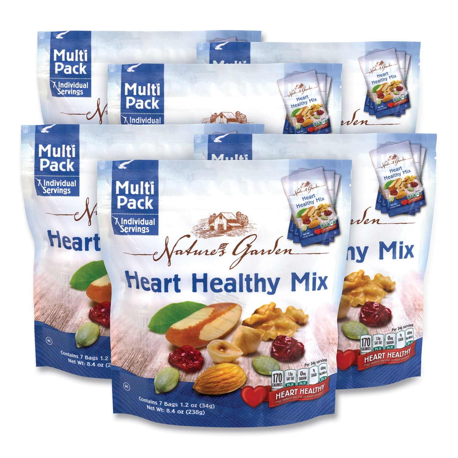 Nature's Garden Healthy Heart Mix, 1.2 oz Pouch, 7 Pouches/Pack, 6 Packs/Carton - Bloom Skins