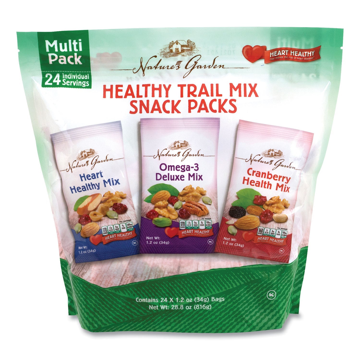Nature's Garden Healthy Trail Mix Snack Packs, 1.2 oz Pouch, 24 Pouches/Carton - Bloom Skins