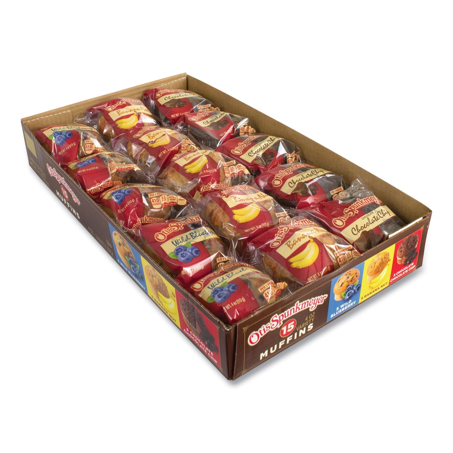 Otis Spunkmeyer® Muffins Variety Pack, Assorted Flavors, 4 oz Pack, 15 Packs/Carton