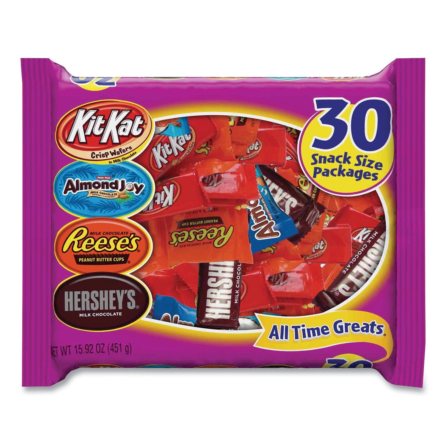 Hershey®'s All Time Greats Milk Chocolate Variety Pack, 15.92 oz Bag, 30 Pieces/Bag, 2 Bags/Pack