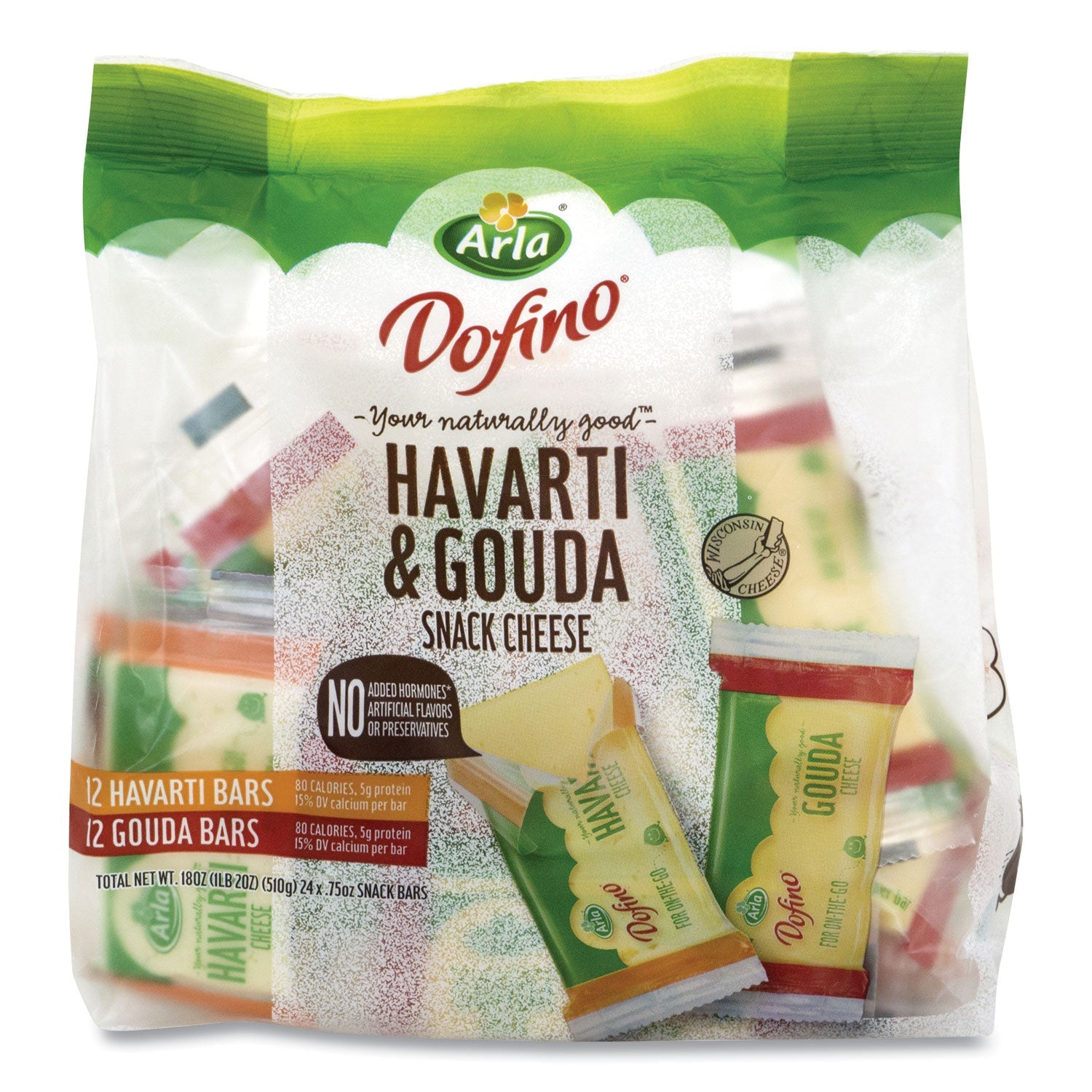 Arla® Havarti and Gouda Cheese Snack Bars, 0.75 oz Bars, 24 Bars/Carton - Bloom Skins