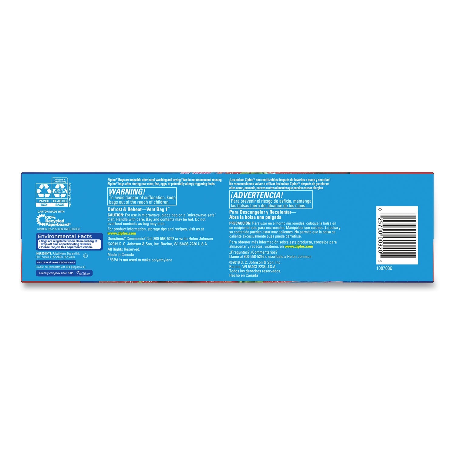 Ziploc® Double Zipper Storage Bags, Triple System Seal, Gallon, 10.56" x 10.75", Clear, 38 Bags/Box, 9 Boxes/Carton
