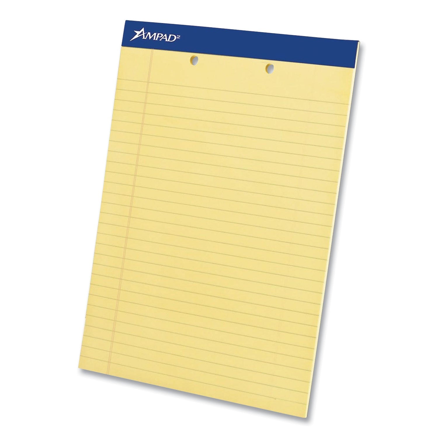 Ampad® Perforated Writing Pads, Wide/legal Rule, 50 Canary-Yellow 8.5 X 11.75 Sheets, Dozen