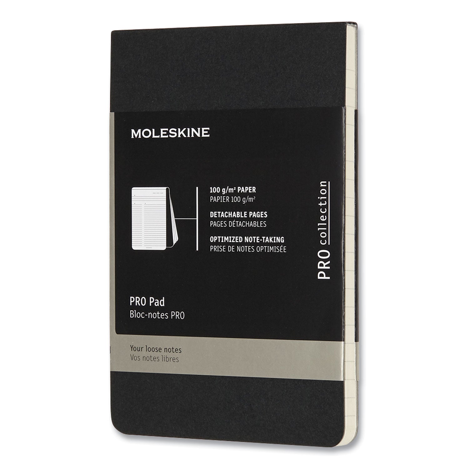 Moleskine® Pro Pad, Meeting-Minutes/notes Format, Black Cover, 96 Ivory 3.5 X 5.5 Sheets