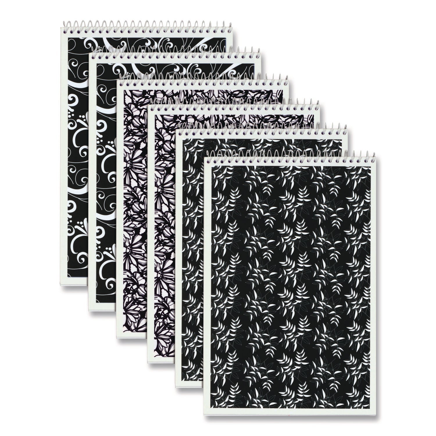 TOPS™ Fashion Steno Pad, Gregg Rule, Assorted Abstract Floral Headband Designs, 80 White 6 x 9 Sheets, 6/Pack - Bloom Skins