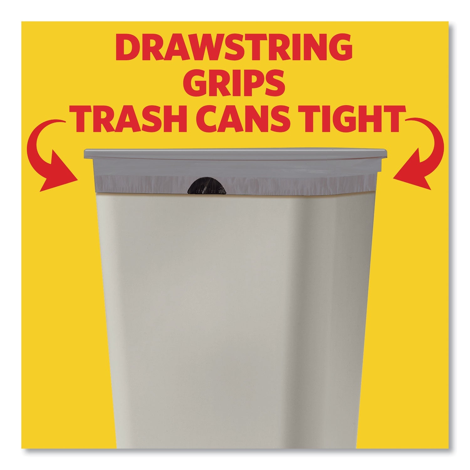 Glad® Tall Kitchen Drawstring Trash Bags with LeakGuard, 13 gal, Unscented, 23.75" x 25.38", White, 120/Box