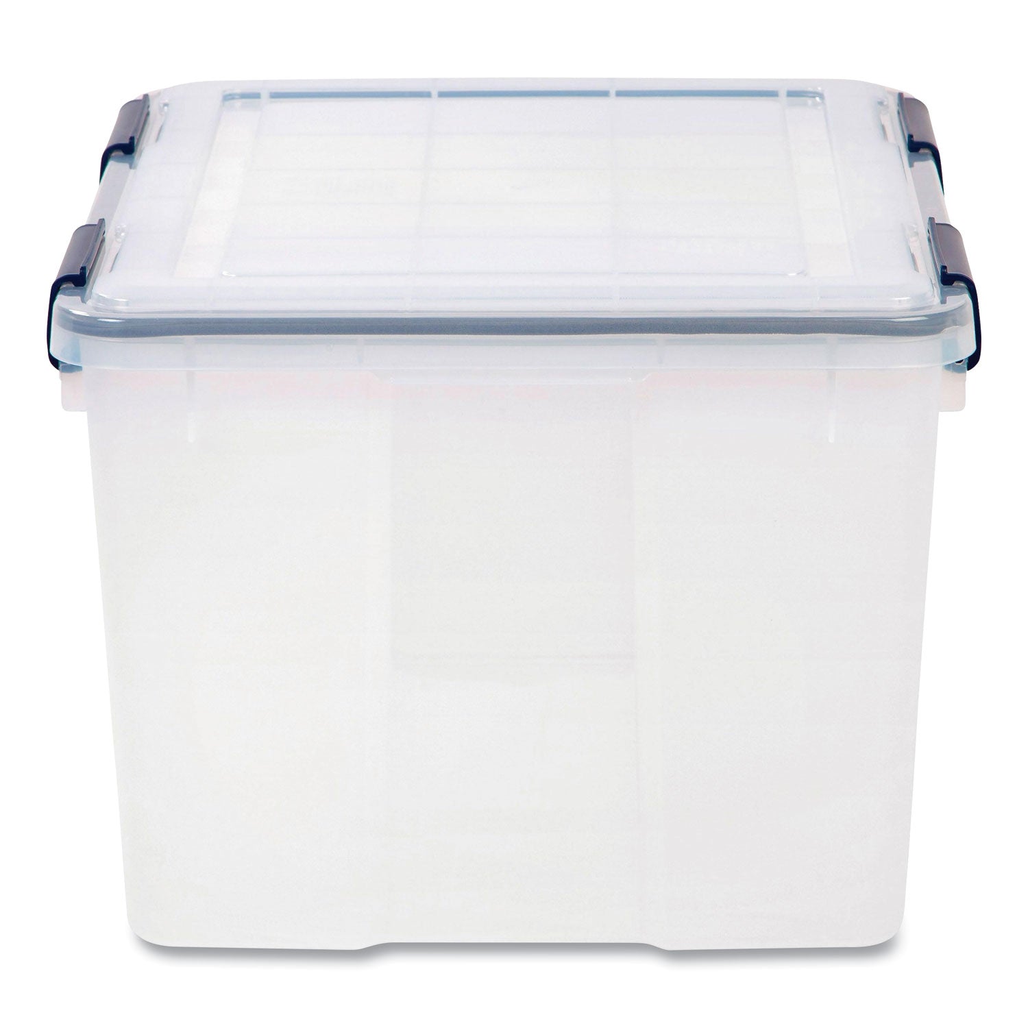 IRIS Weathertight Latching Flat Lid Storage Box, 11.5 Gal, 15.7" X 19.7" X 11.7", Clear