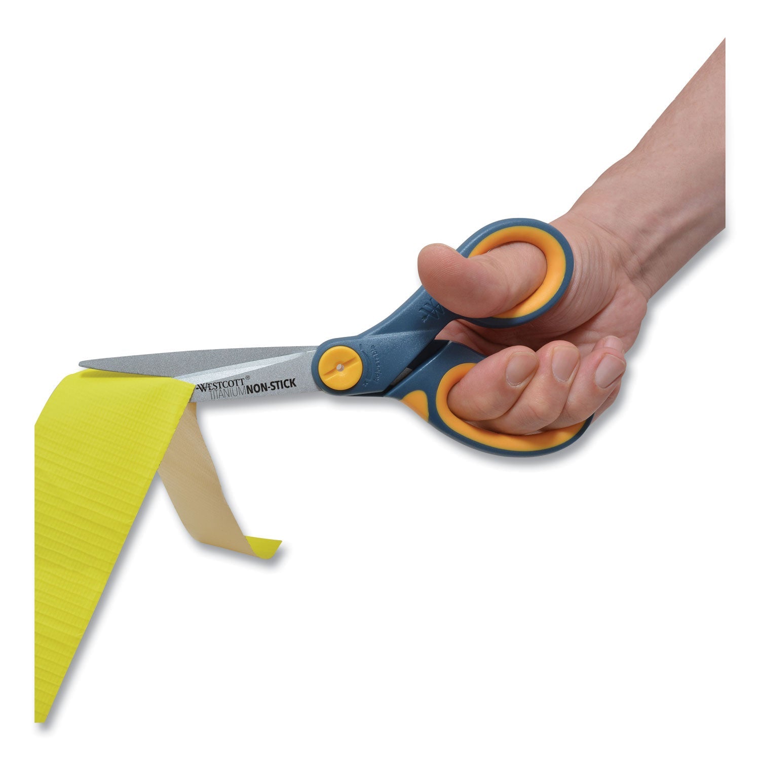 Westcott® Non-Stick Titanium Bonded Scissors, 8" Long, 3.25" Cut Length, Straight Gray/Yellow Handle